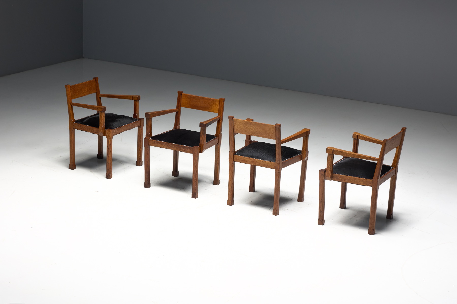 Art Deco Oak Armchairs, Netherlands - 1920s