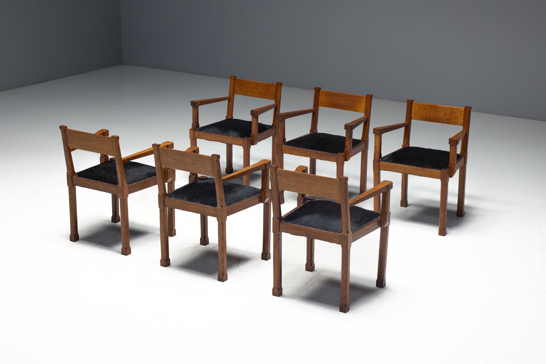 Art Deco Oak Armchairs, Netherlands - 1920s