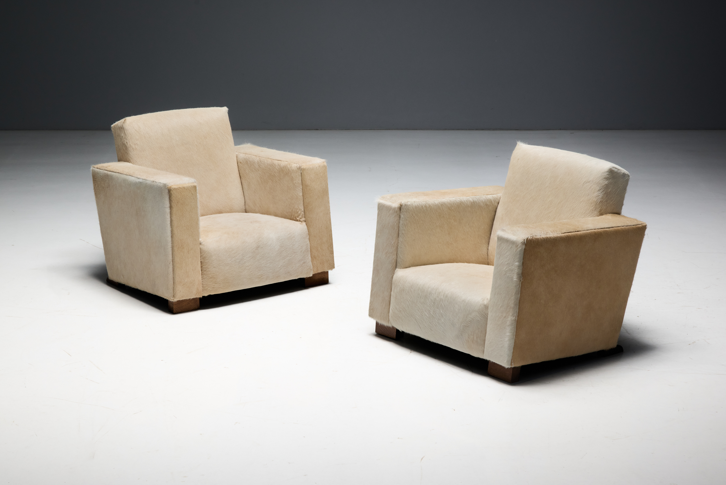 Art Deco Cowhide Armchairs, France - 1930s