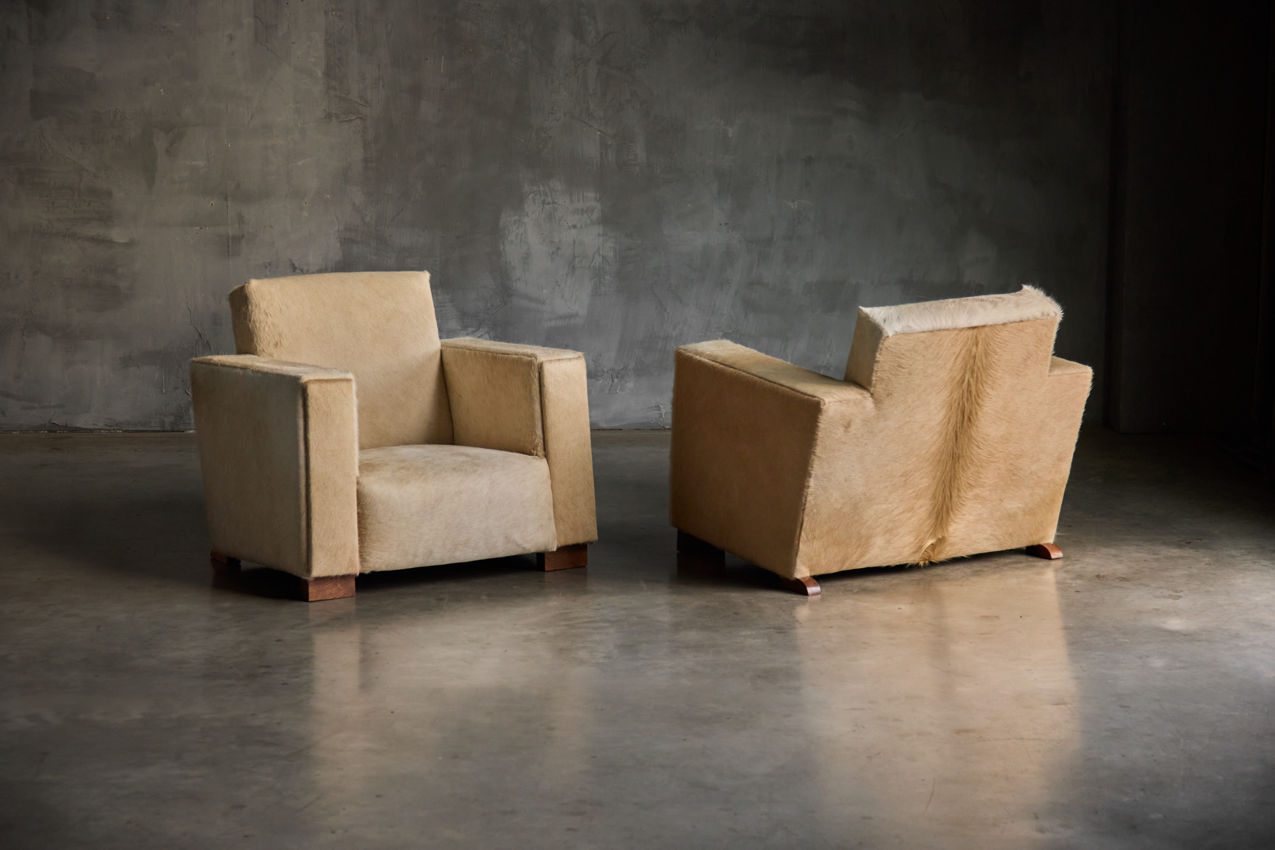 Art Deco Cowhide Armchairs, France - 1930s