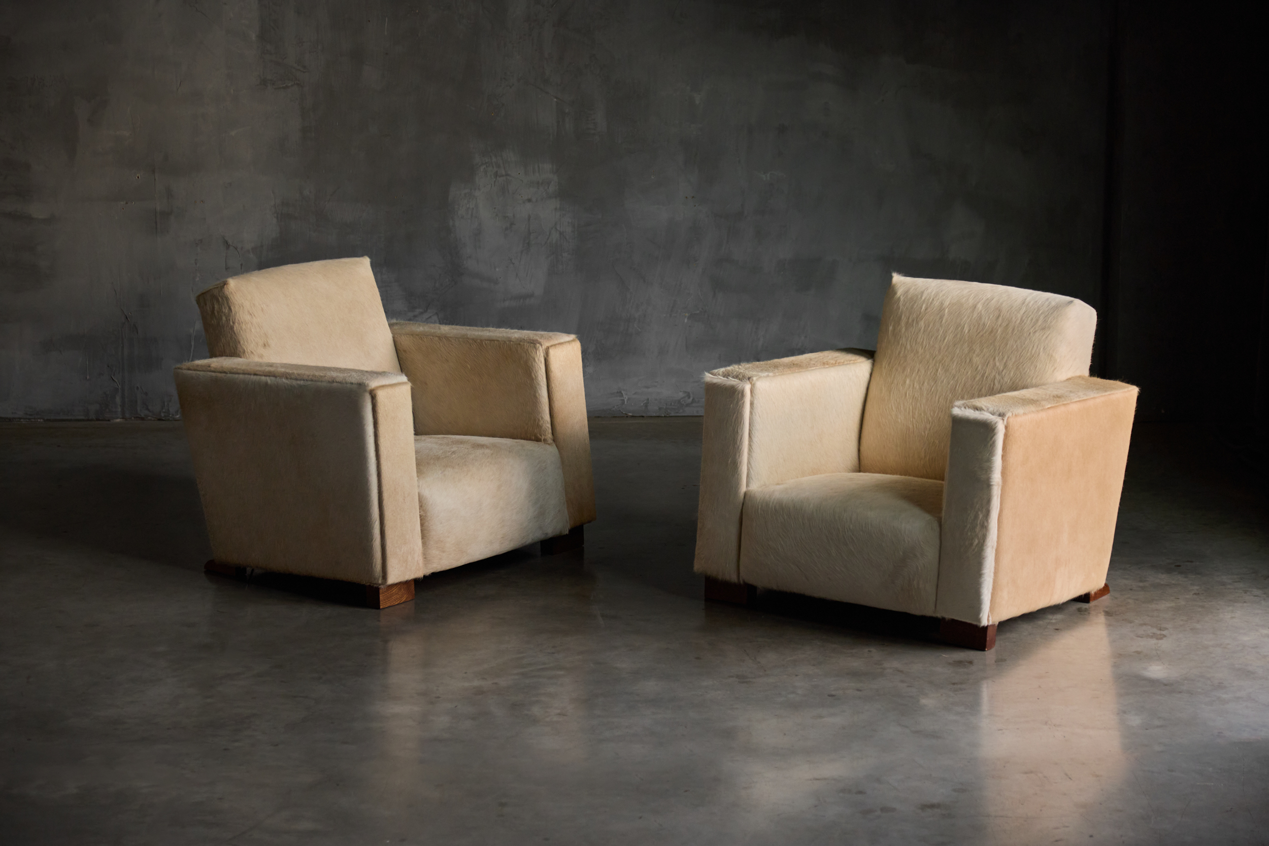 Art Deco Cowhide Armchairs, France - 1930s