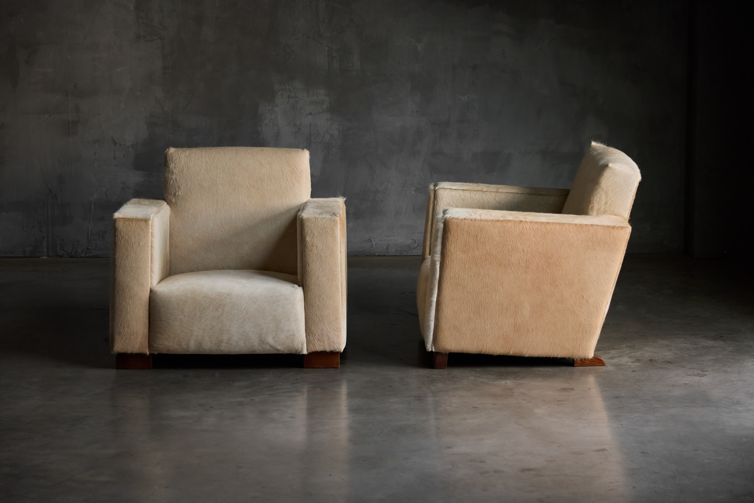 Art Deco Cowhide Armchairs, France - 1930s