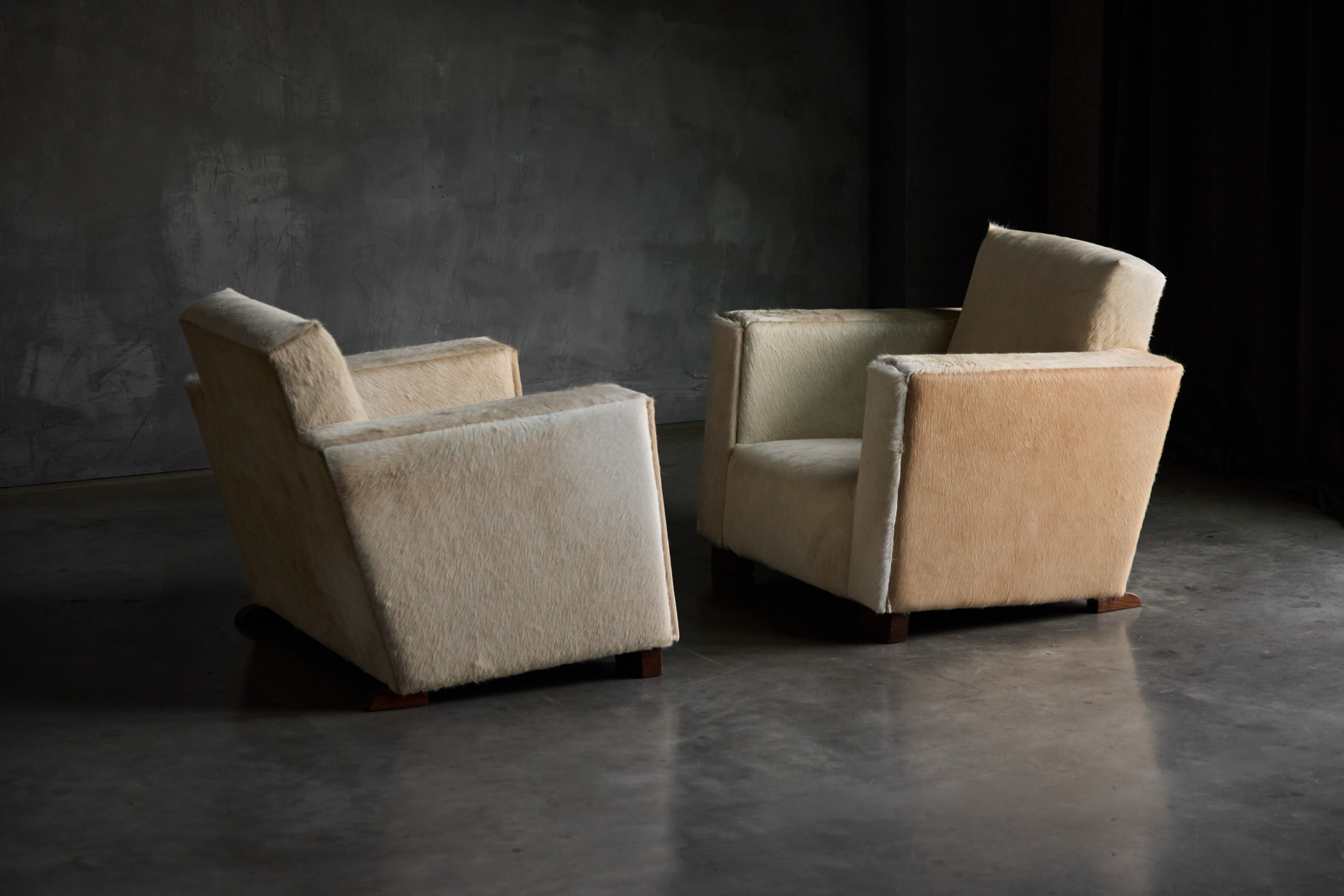 Art Deco Cowhide Armchairs, France - 1930s