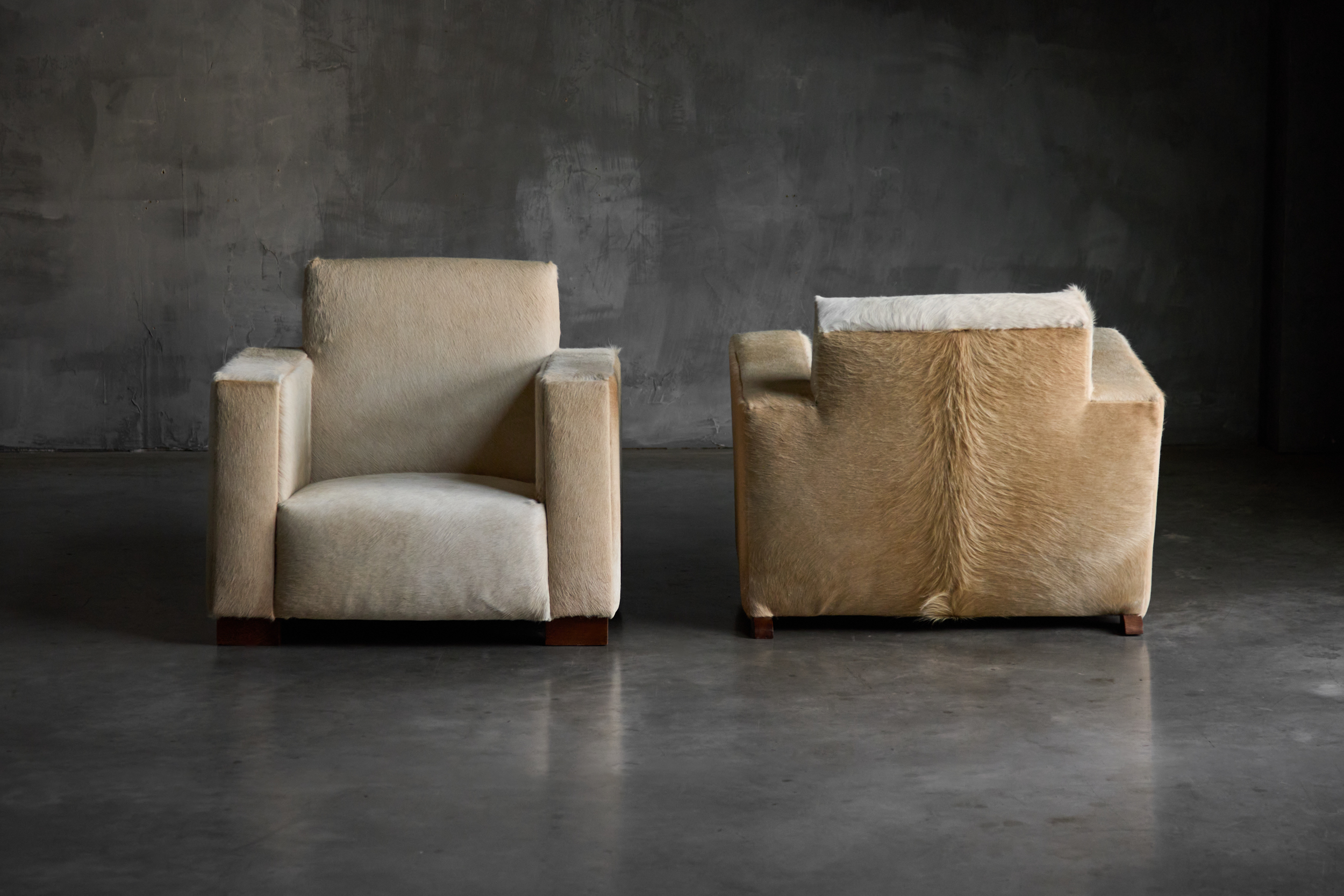 Art Deco Cowhide Armchairs, France - 1930s