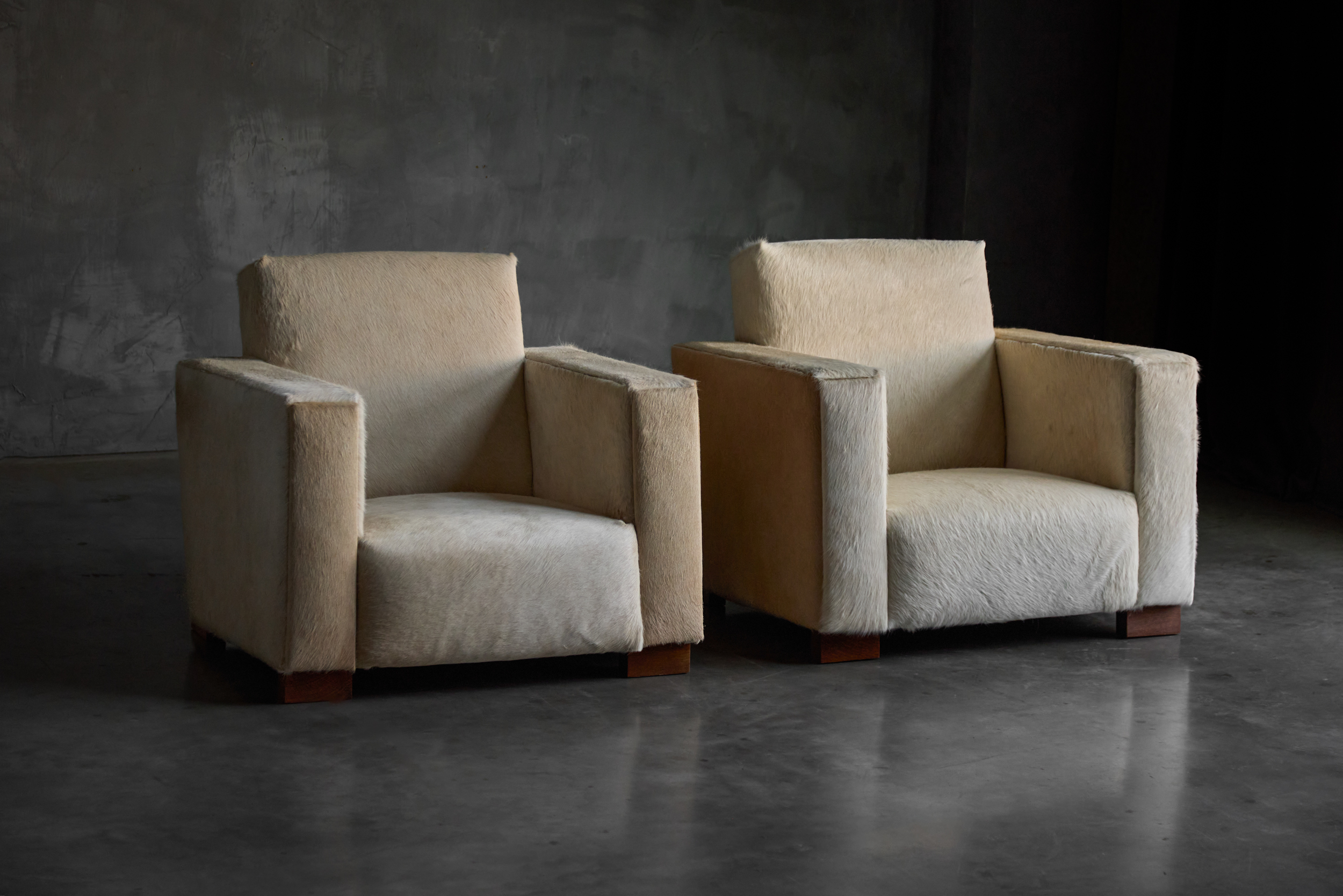 Art Deco Cowhide Armchairs, France - 1930s