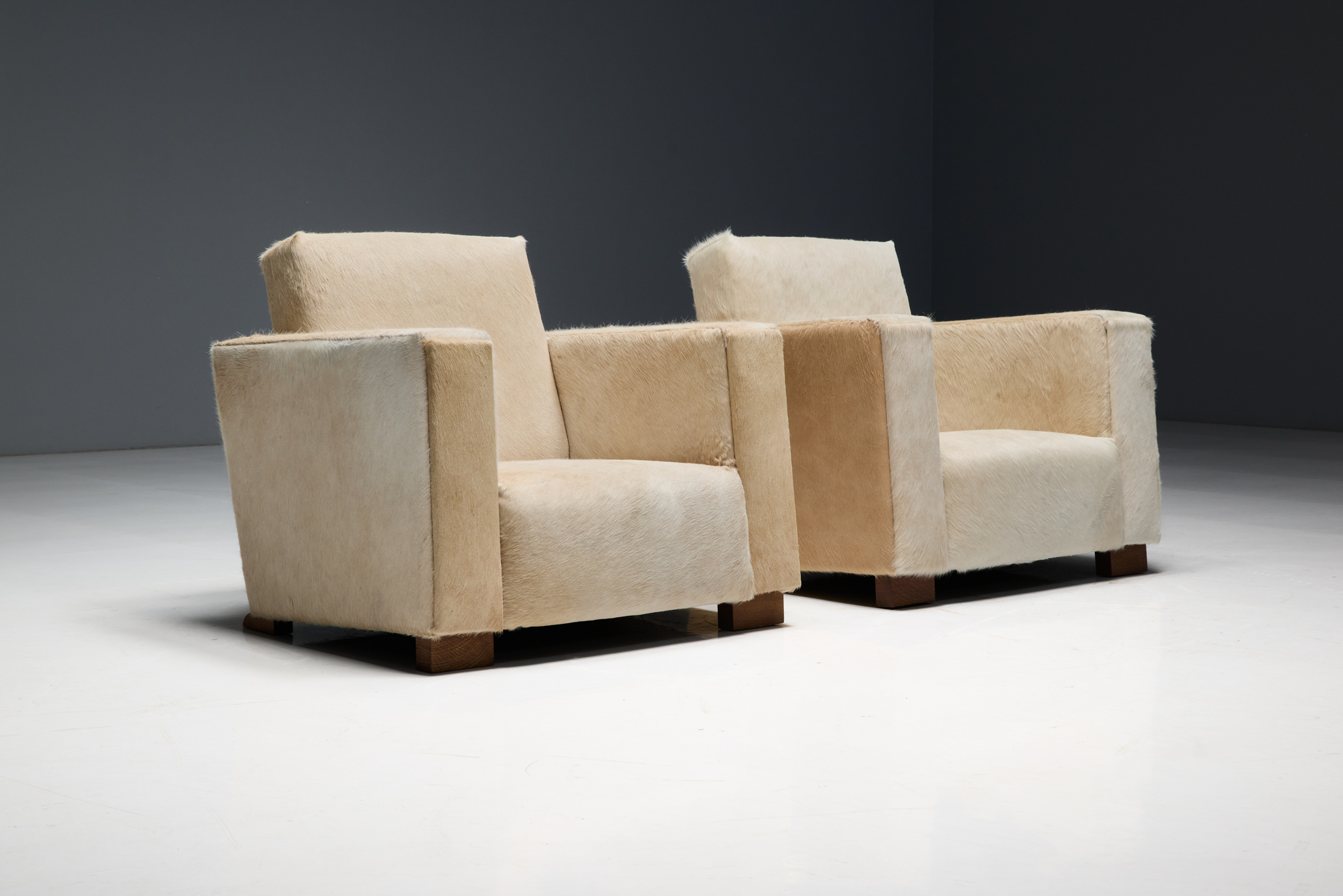 Art Deco Cowhide Armchairs, France - 1930s