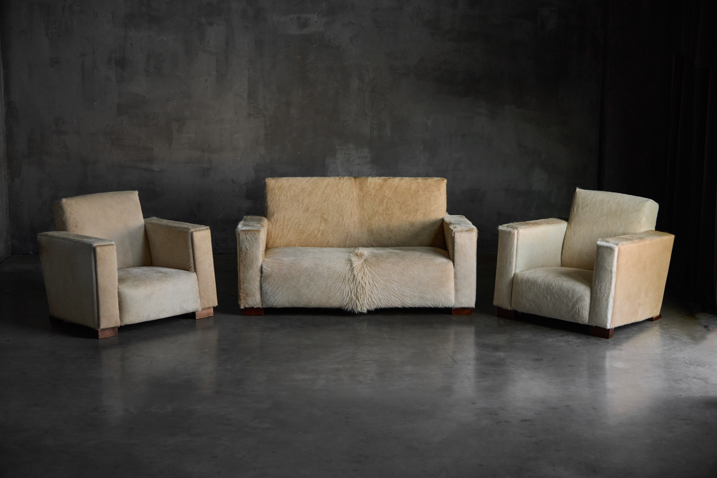 Art Deco Cowhide Armchairs, France - 1930s