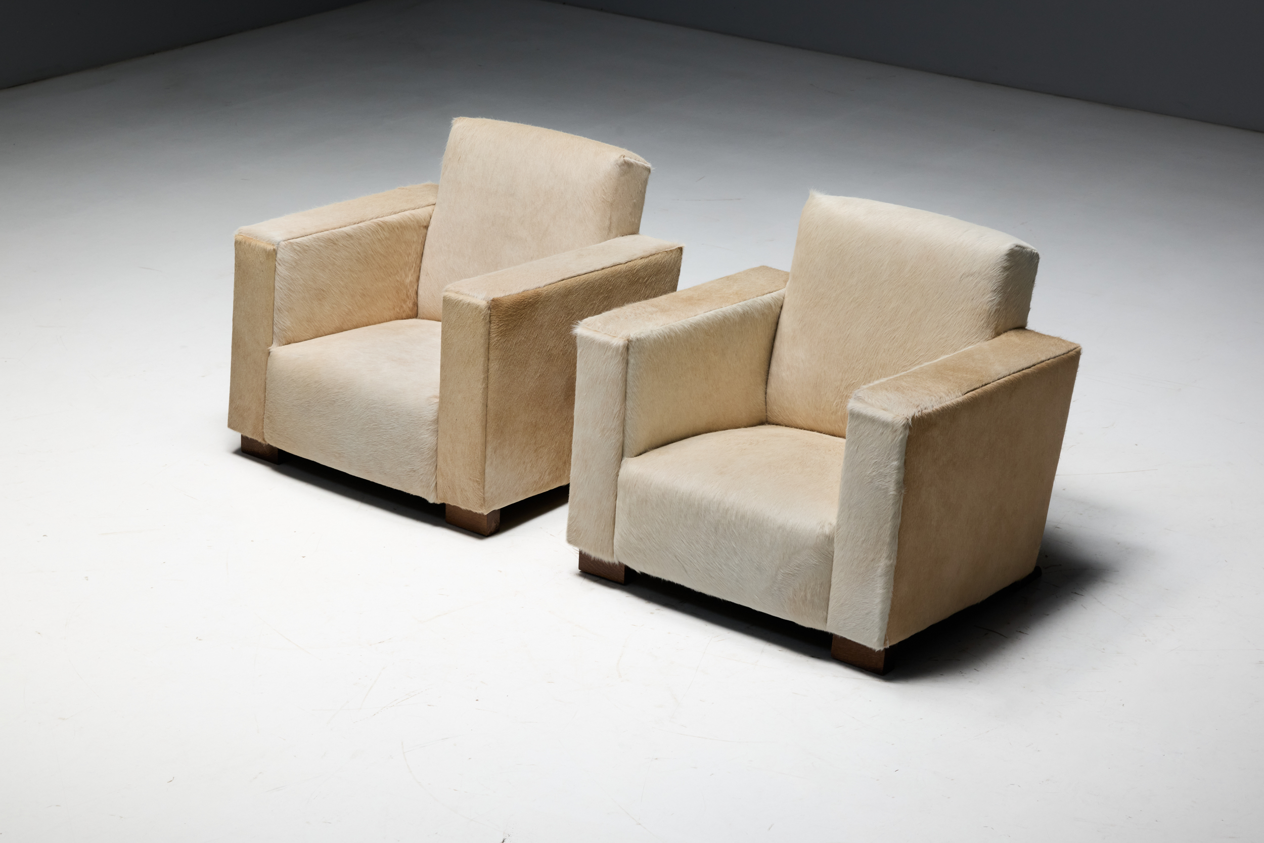 Art Deco Cowhide Armchairs, France - 1930s