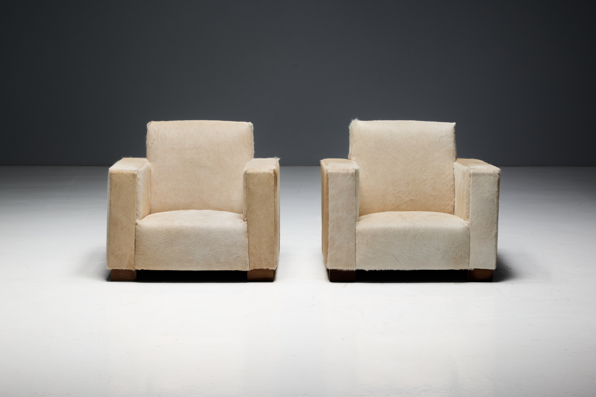 Art Deco Cowhide Armchairs, France - 1930s