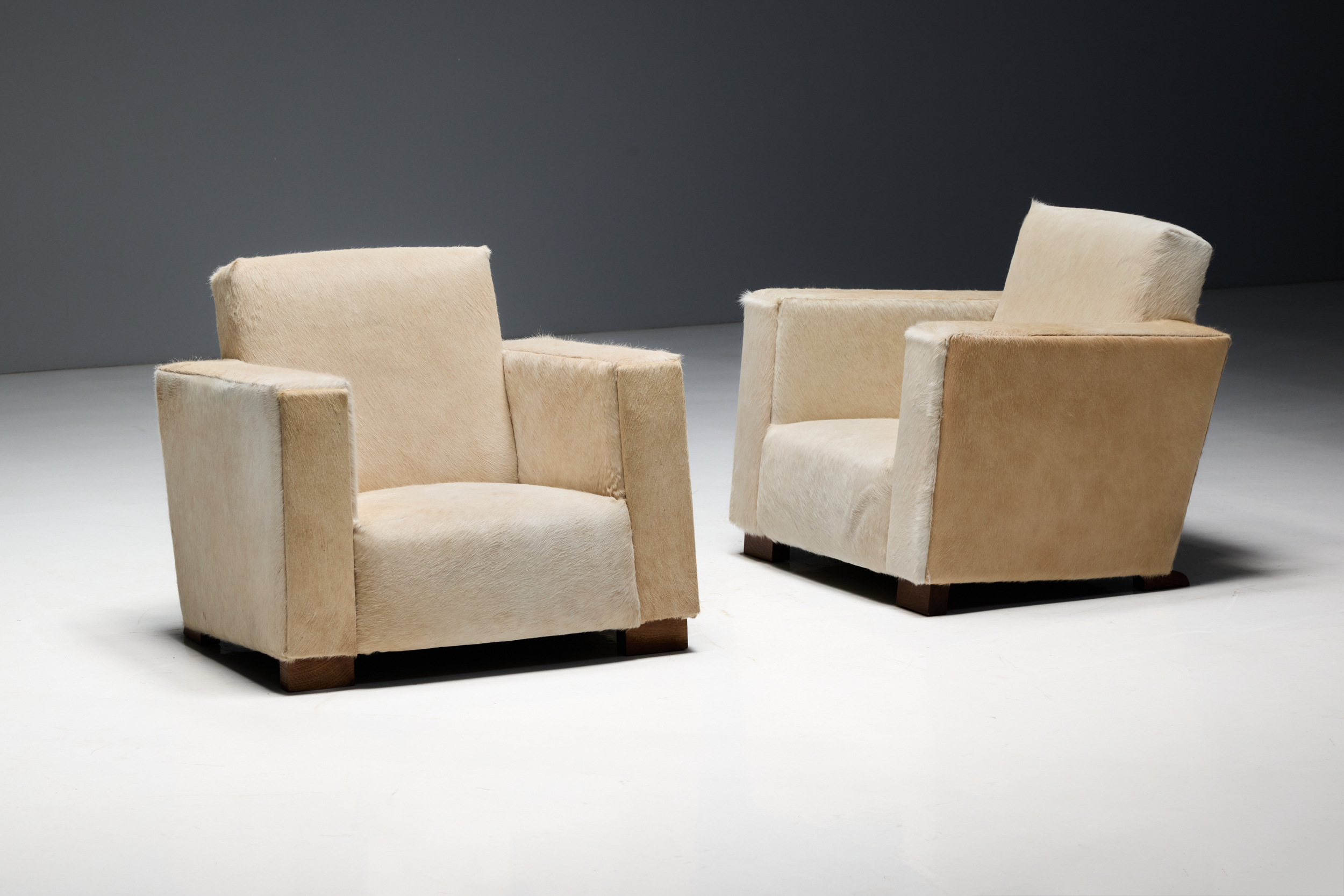 Art Deco Cowhide Armchairs, France - 1930s