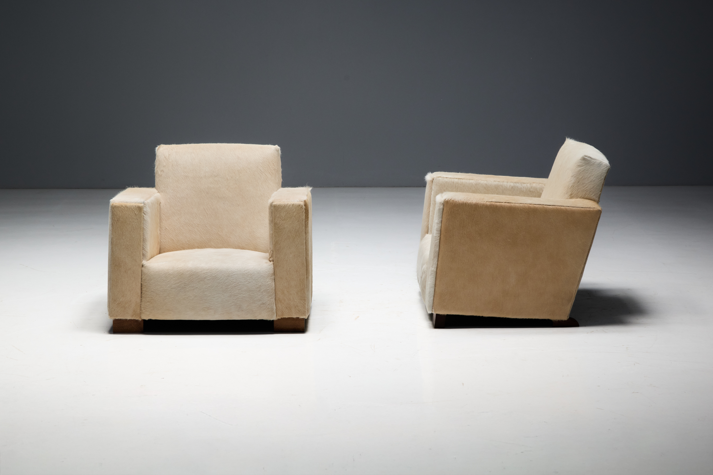 Art Deco Cowhide Armchairs, France - 1930s