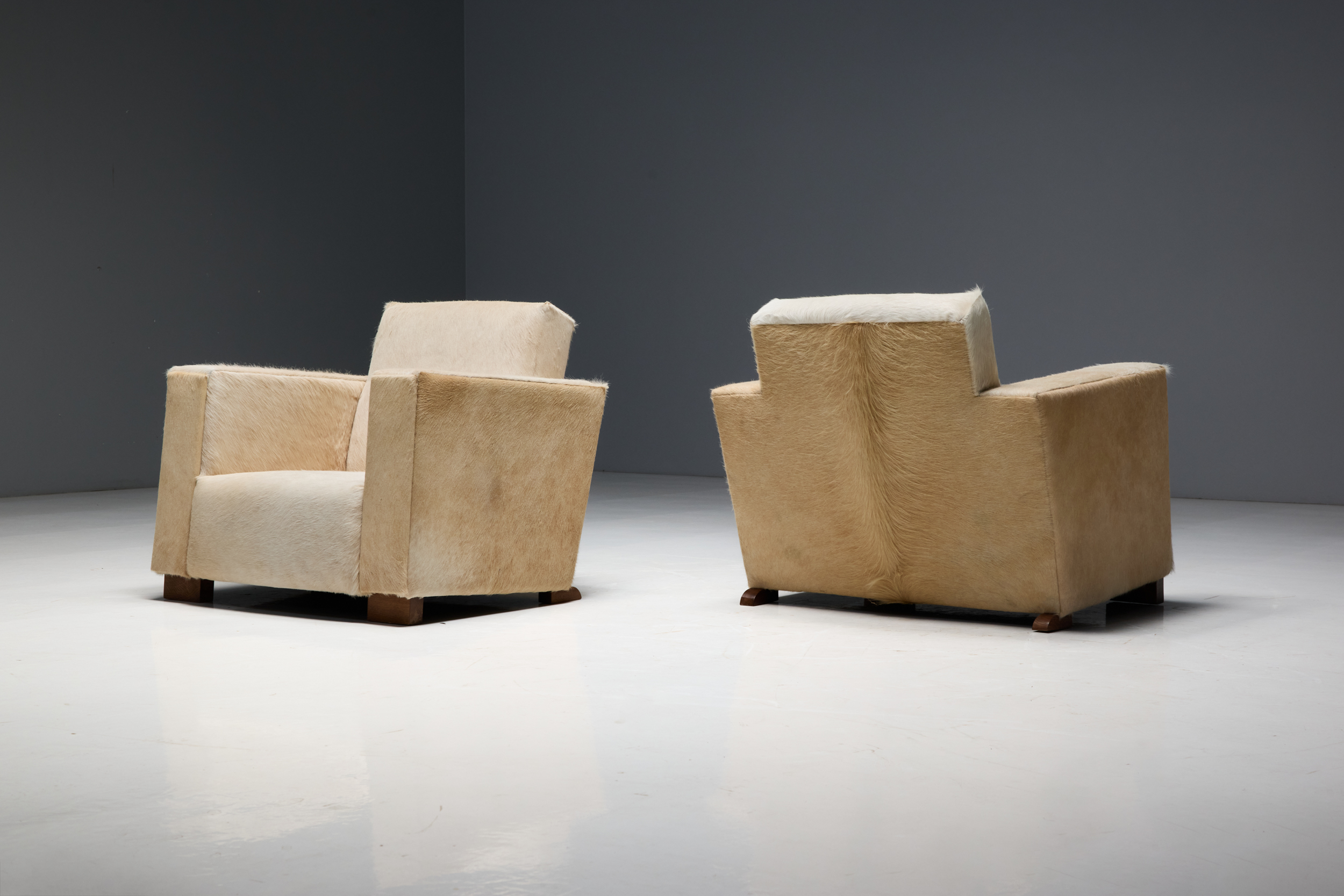 Art Deco Cowhide Armchairs, France - 1930s