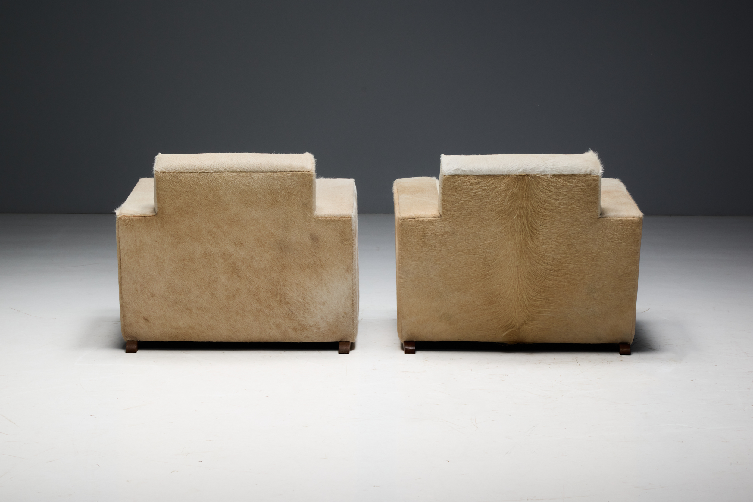 Art Deco Cowhide Armchairs, France - 1930s
