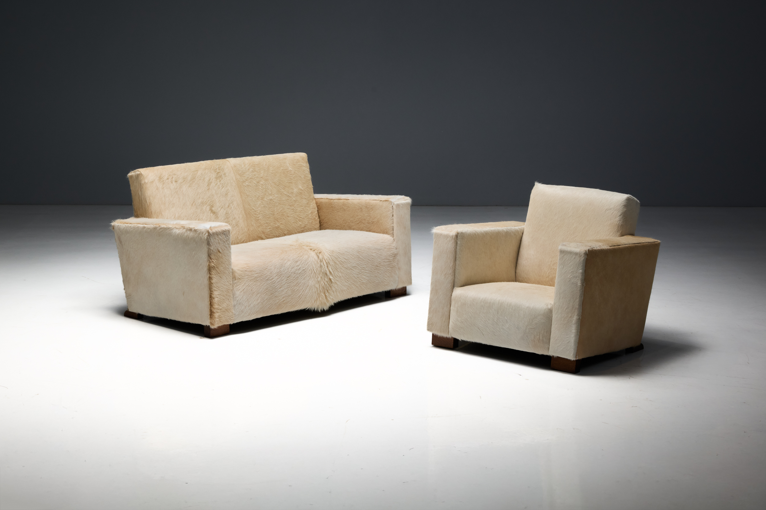 Art Deco Cowhide Two-Seater Sofa, France - 1930s