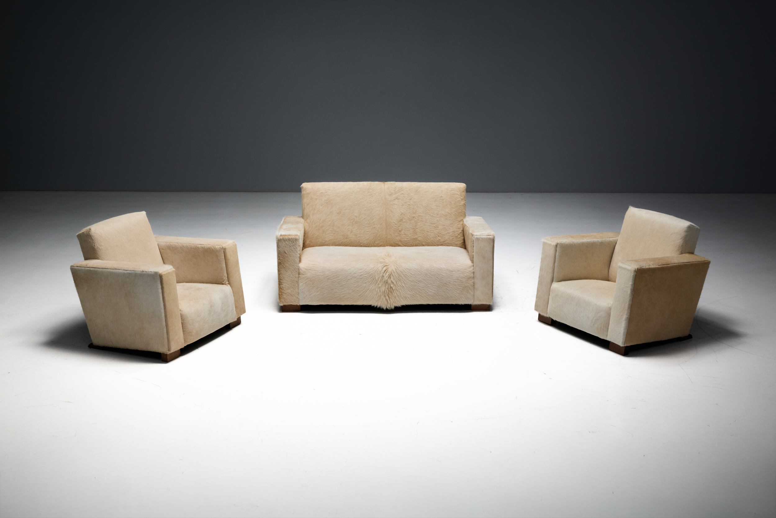 Art Deco Cowhide Two-Seater Sofa, France - 1930s