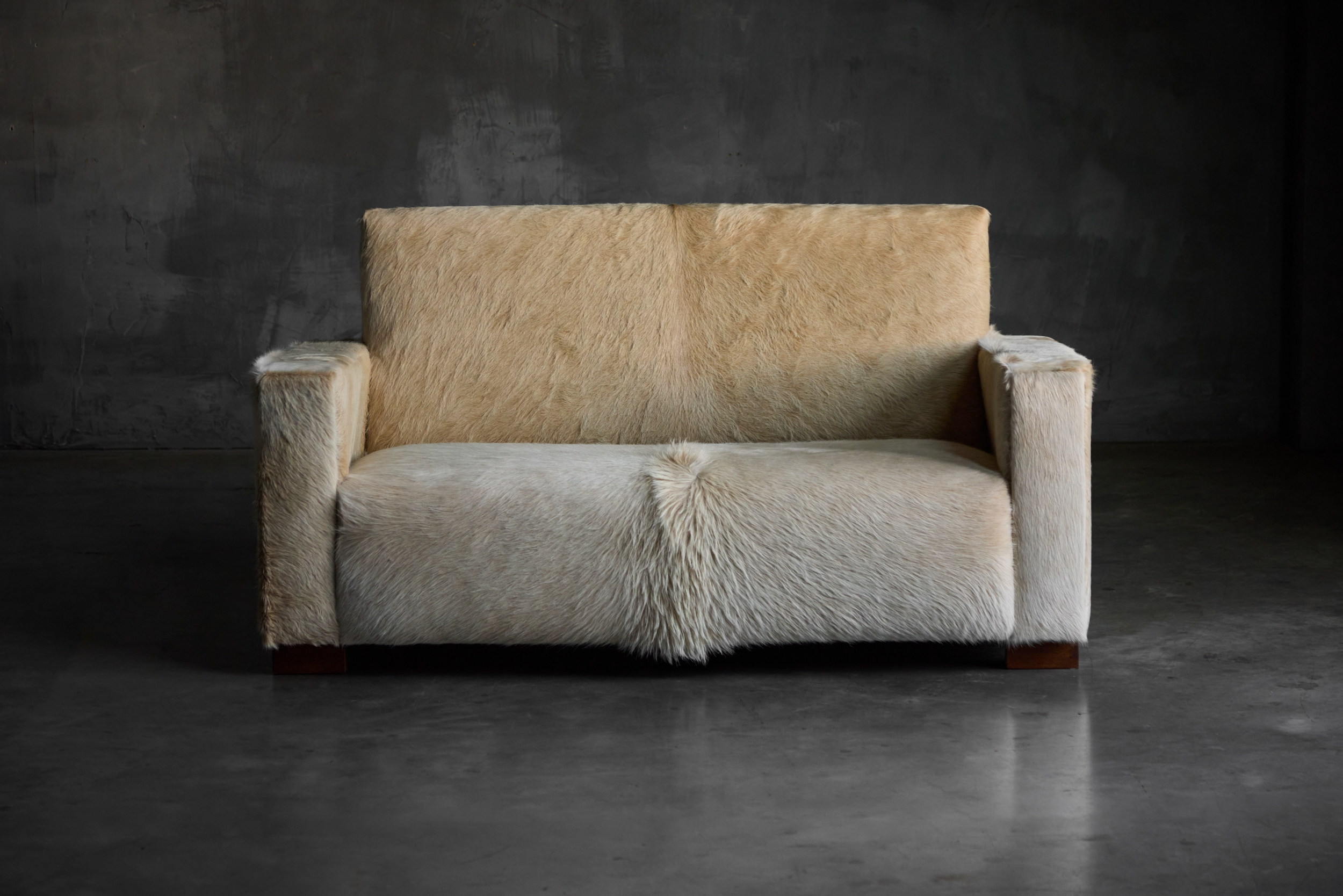 Art Deco Cowhide Two-Seater Sofa, France - 1930s