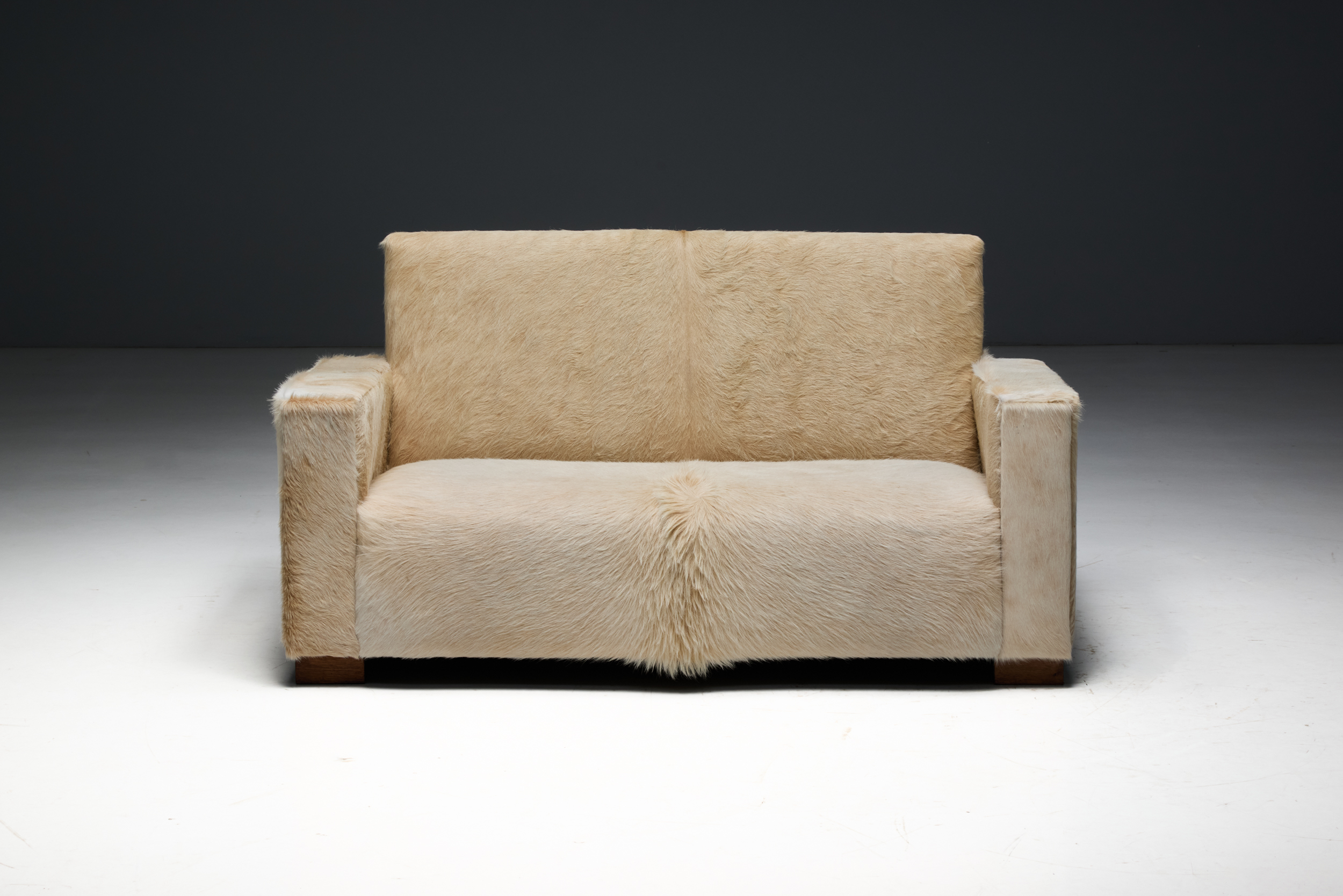 Art Deco Cowhide Two-Seater Sofa, France - 1930s