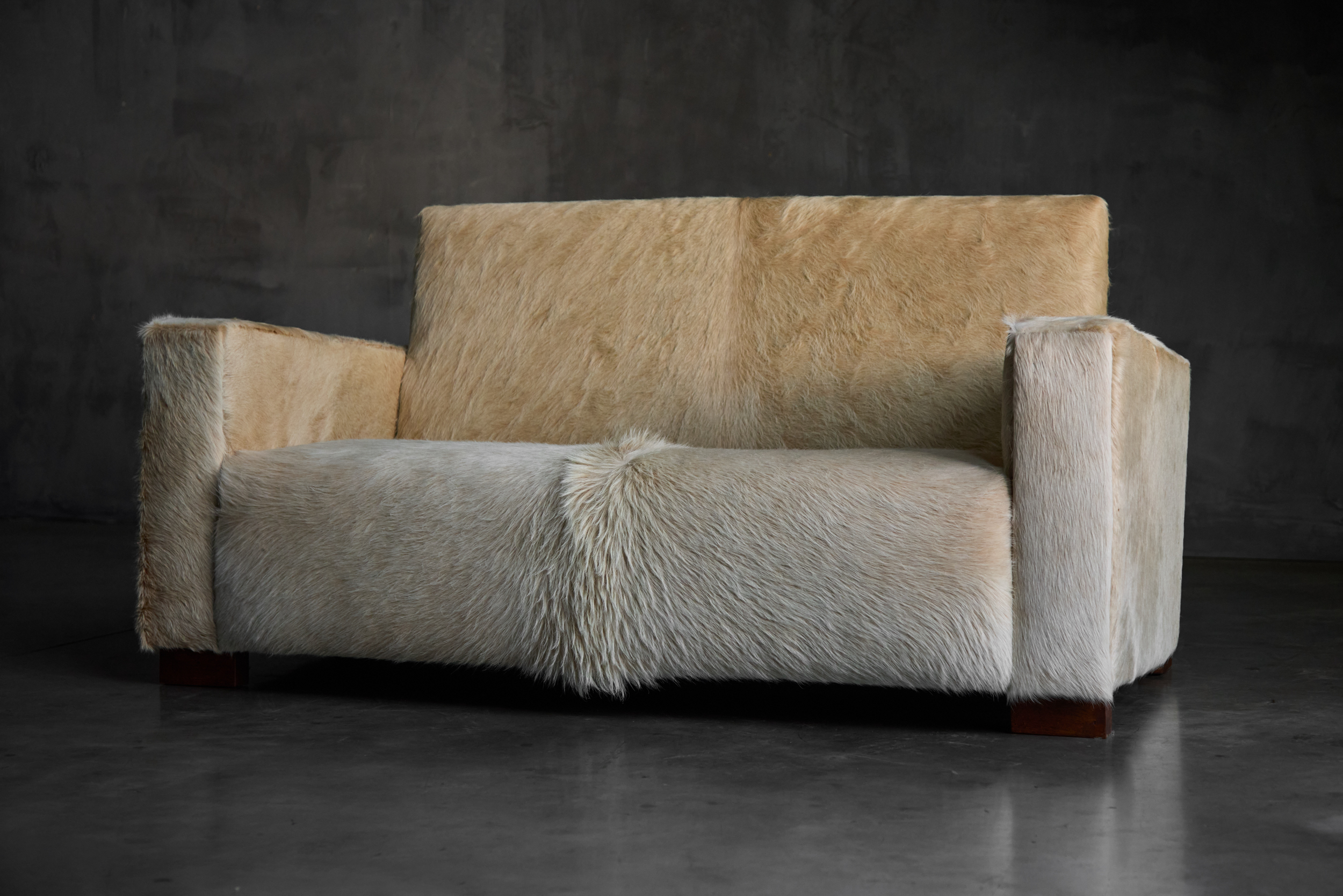 Art Deco Cowhide Two-Seater Sofa, France - 1930s