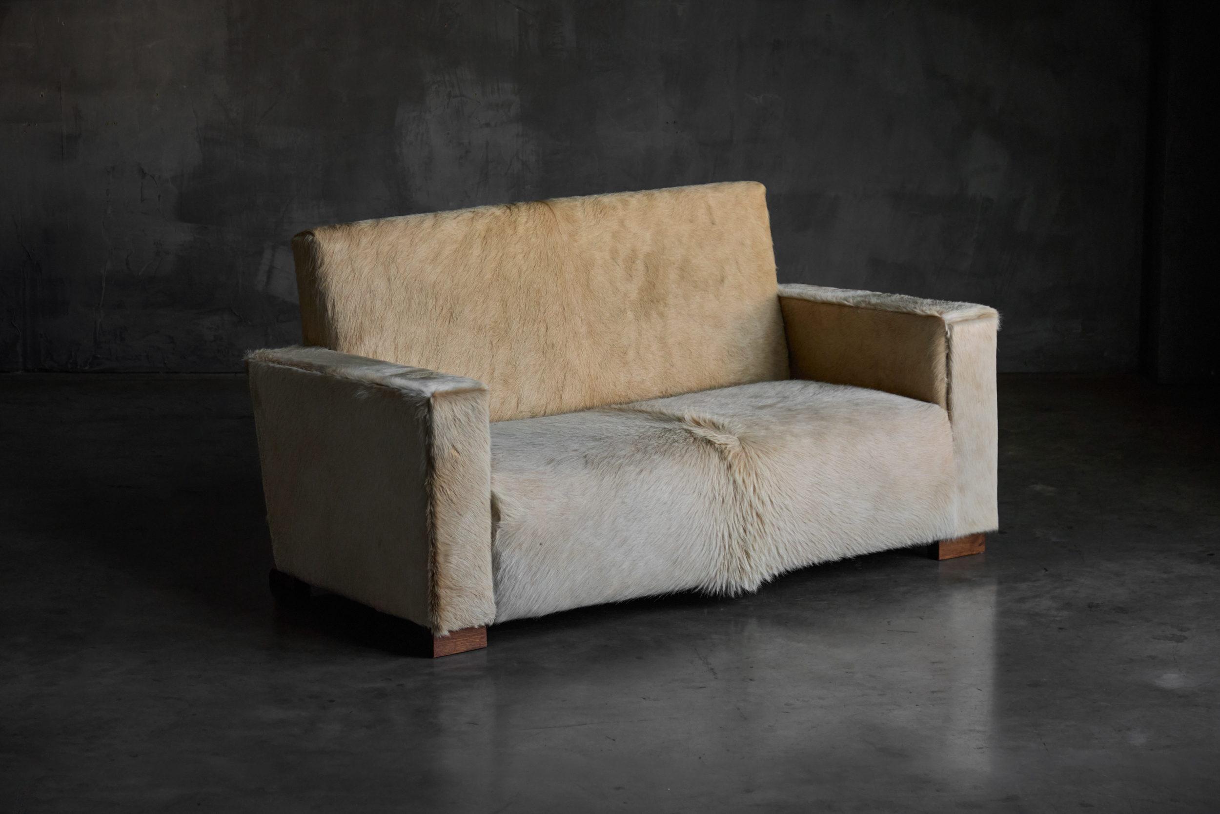 Art Deco Cowhide Two-Seater Sofa, France - 1930s