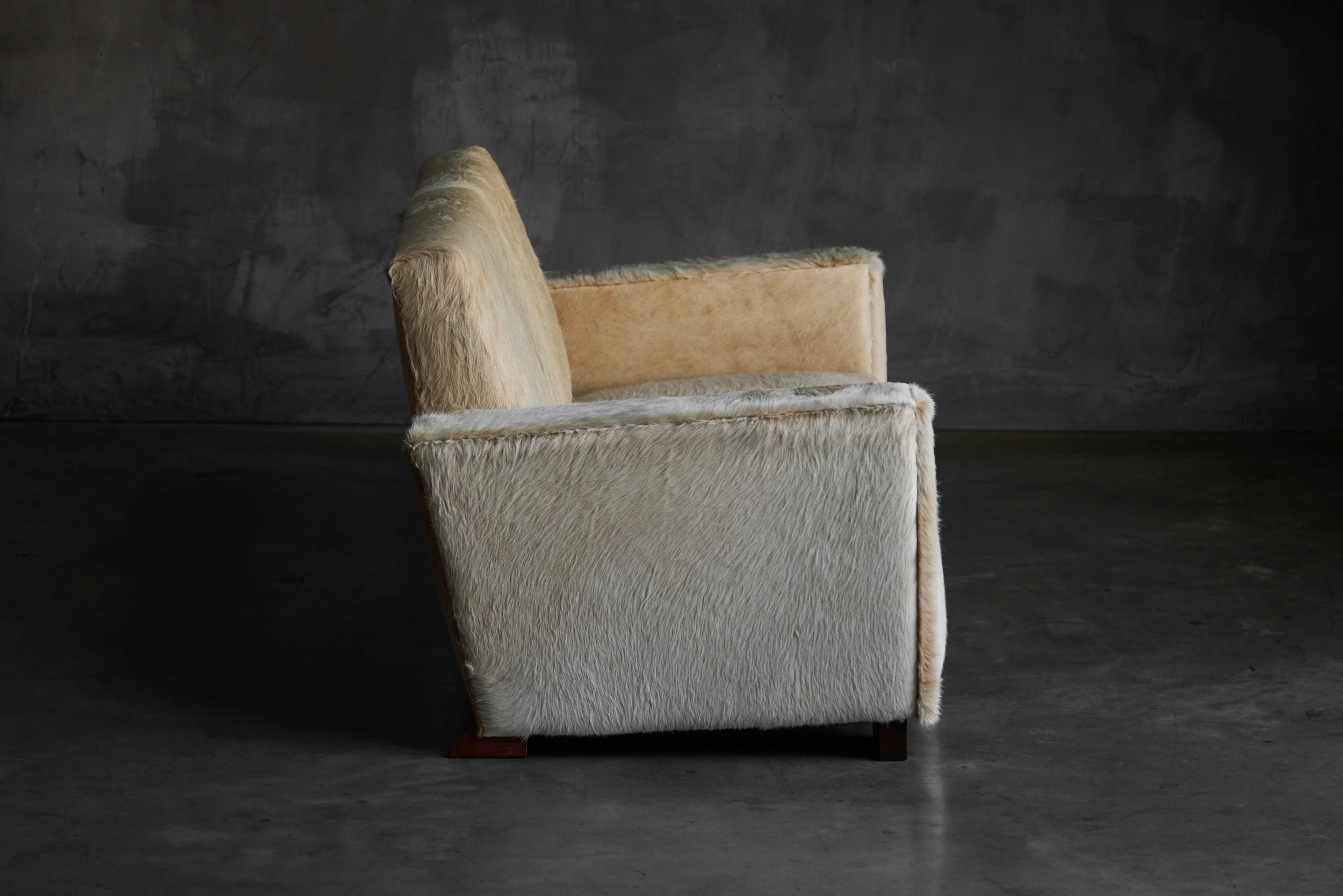 Art Deco Cowhide Two-Seater Sofa, France - 1930s