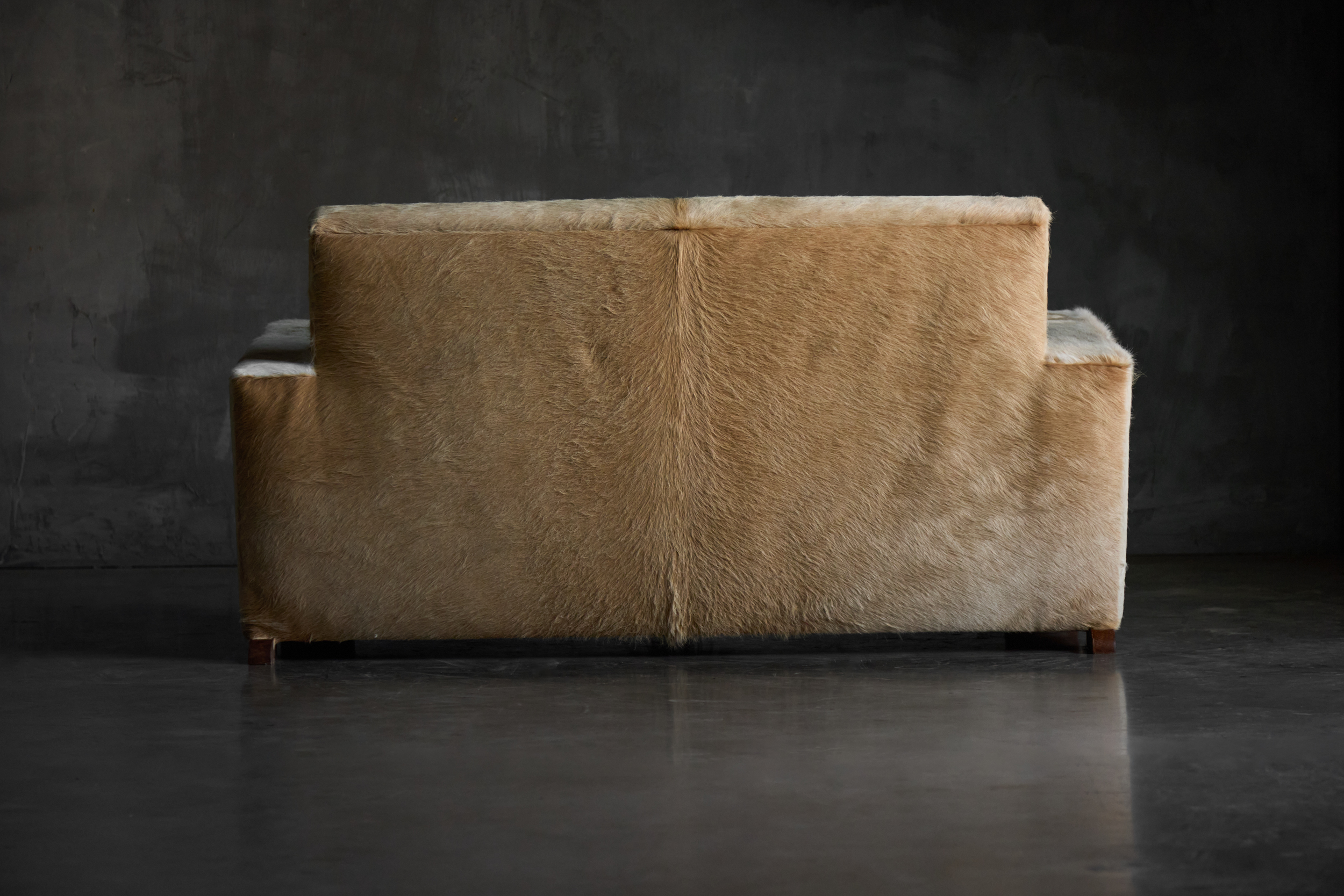 Art Deco Cowhide Two-Seater Sofa, France - 1930s