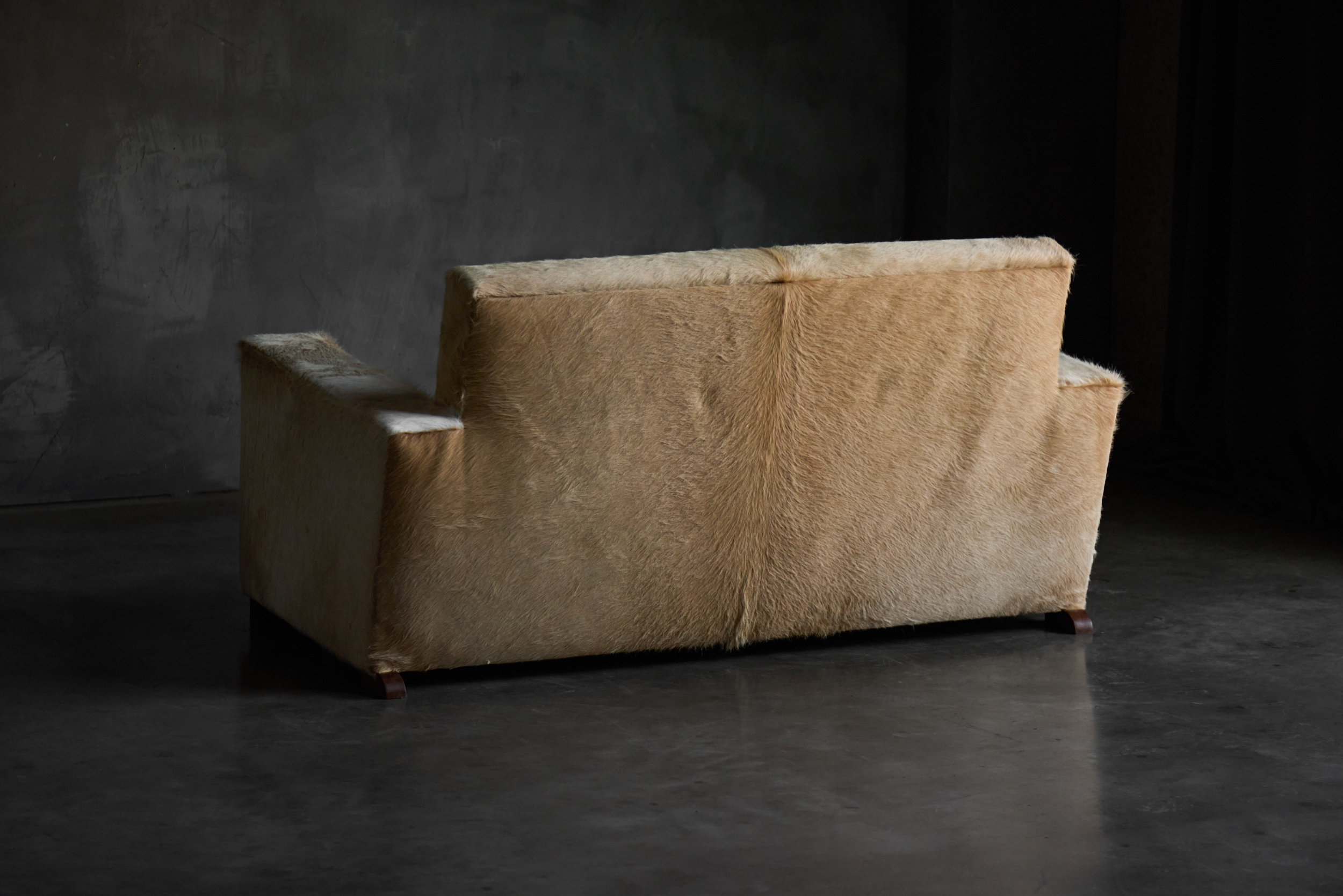 Art Deco Cowhide Two-Seater Sofa, France - 1930s