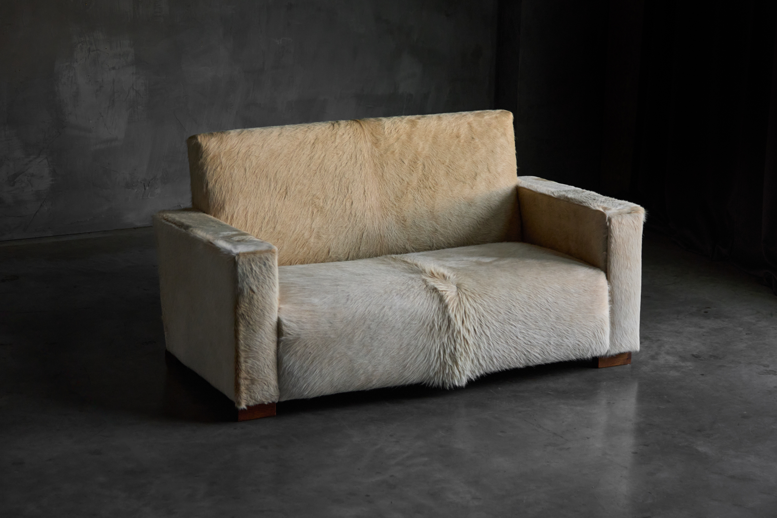 Art Deco Cowhide Two-Seater Sofa, France - 1930s