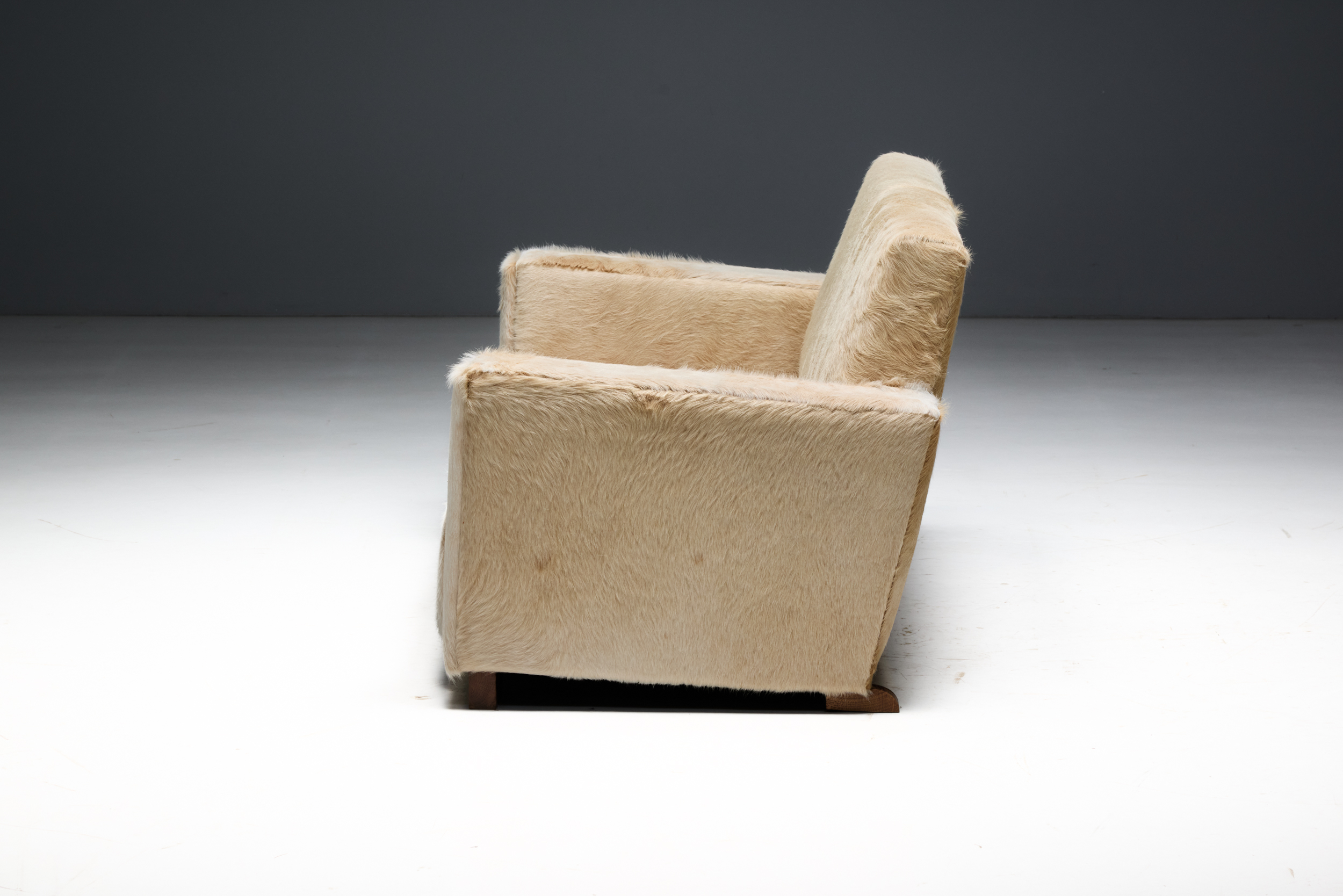 Art Deco Cowhide Two-Seater Sofa, France - 1930s