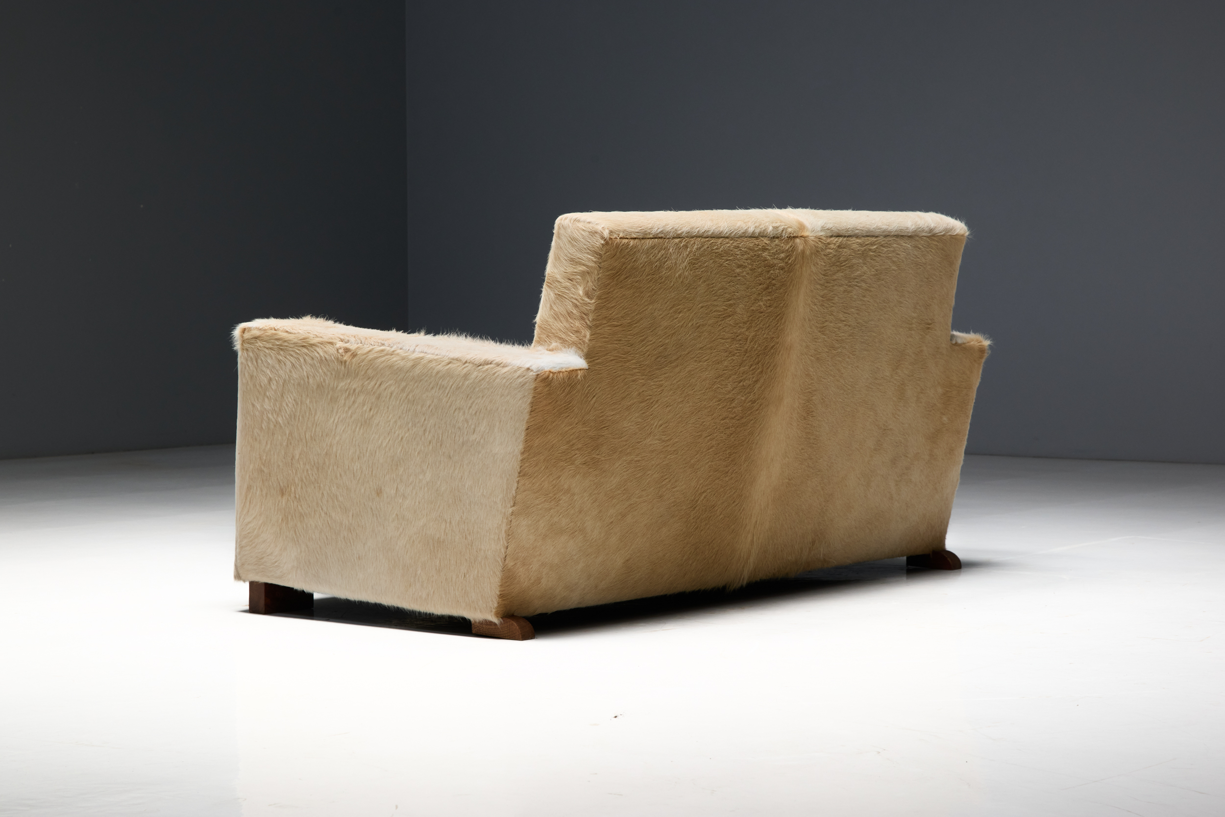 Art Deco Cowhide Two-Seater Sofa, France - 1930s