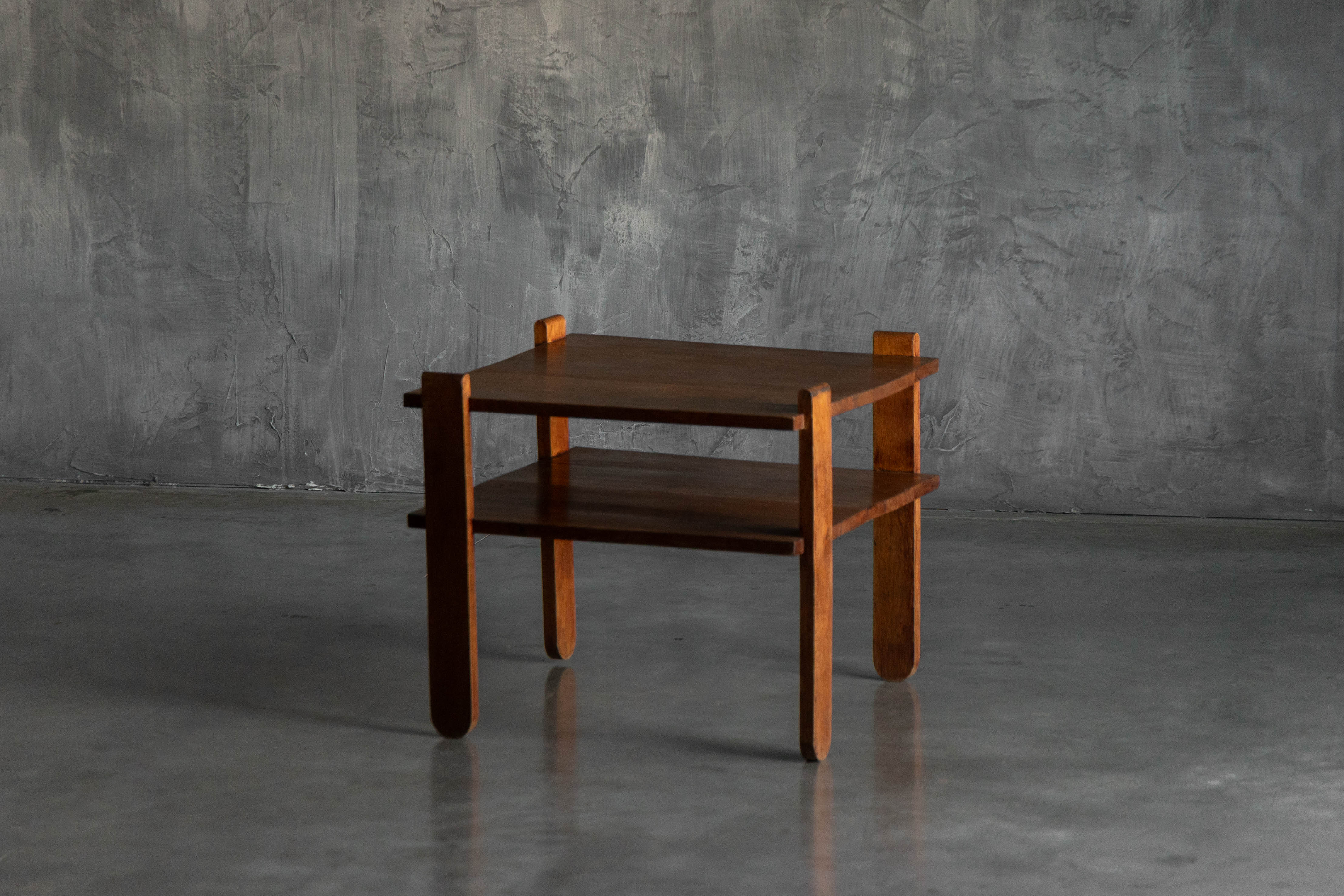 Art Deco Two-Tier Wooden Side Table, France - 1930s