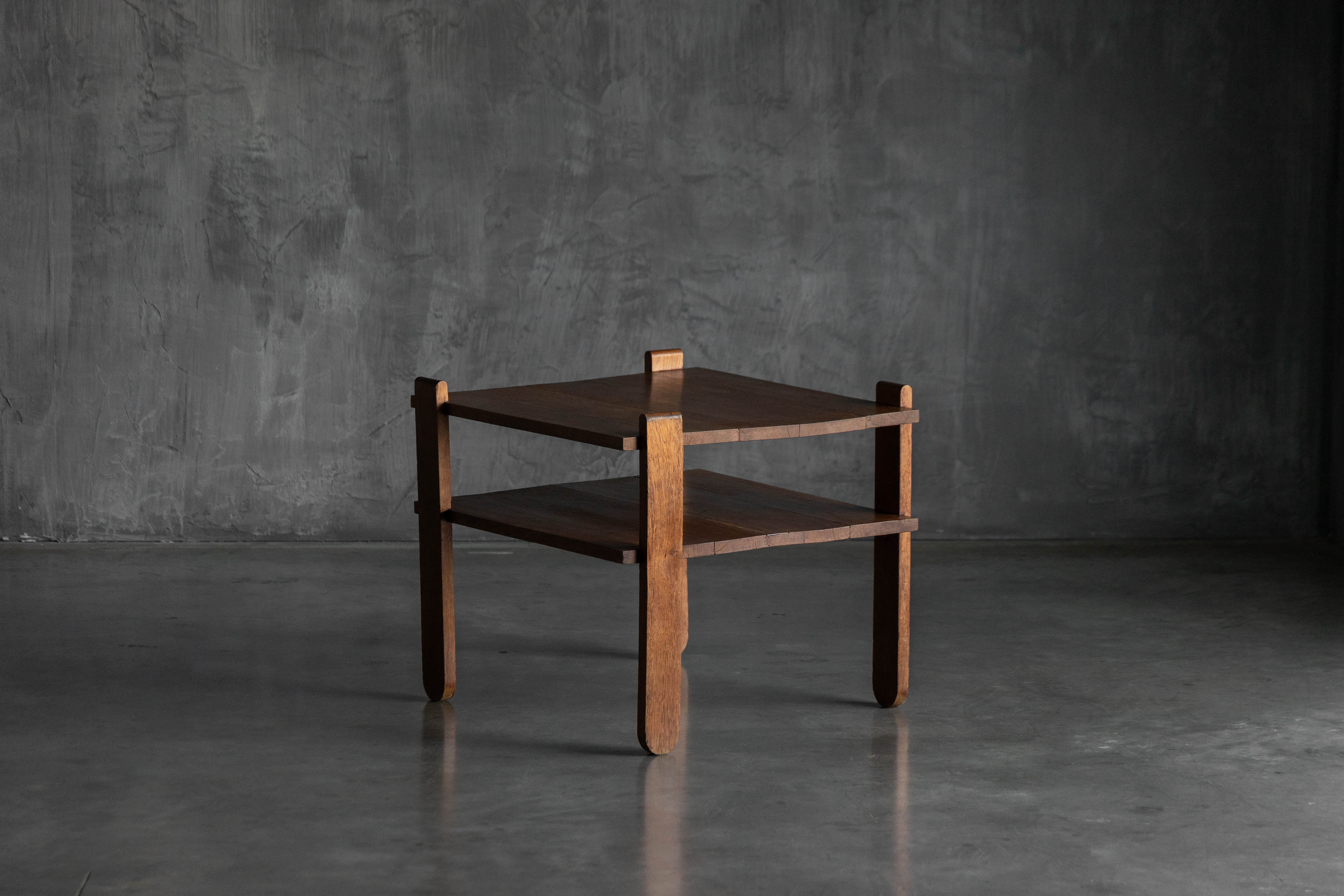 Art Deco Two-Tier Wooden Side Table, France - 1930s