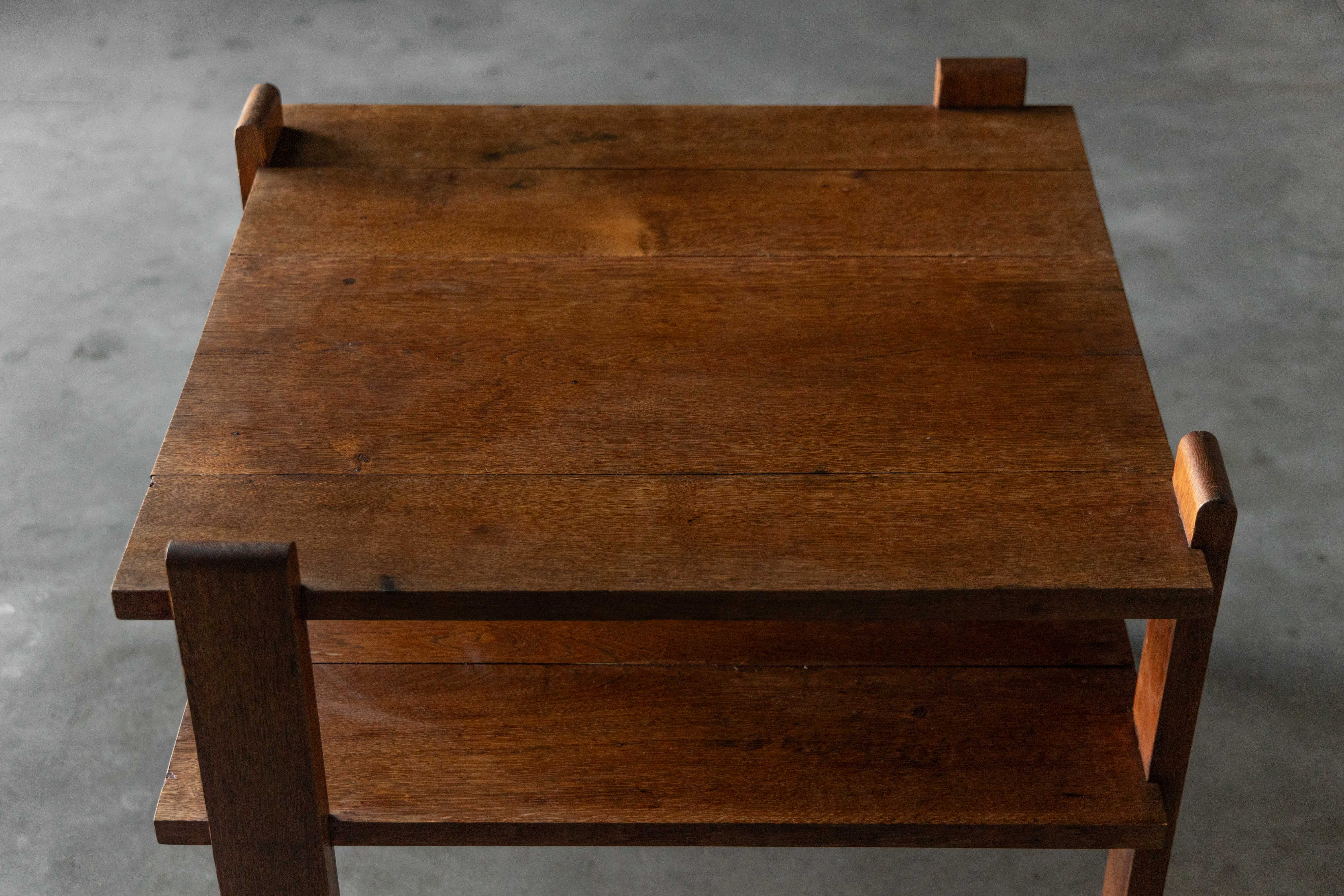 Art Deco Two-Tier Wooden Side Table, France - 1930s