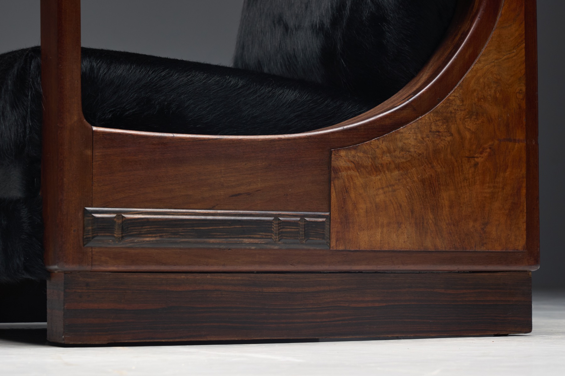 Art Deco Walnut Armchairs with Cowhide Upholstery, France - 1930s