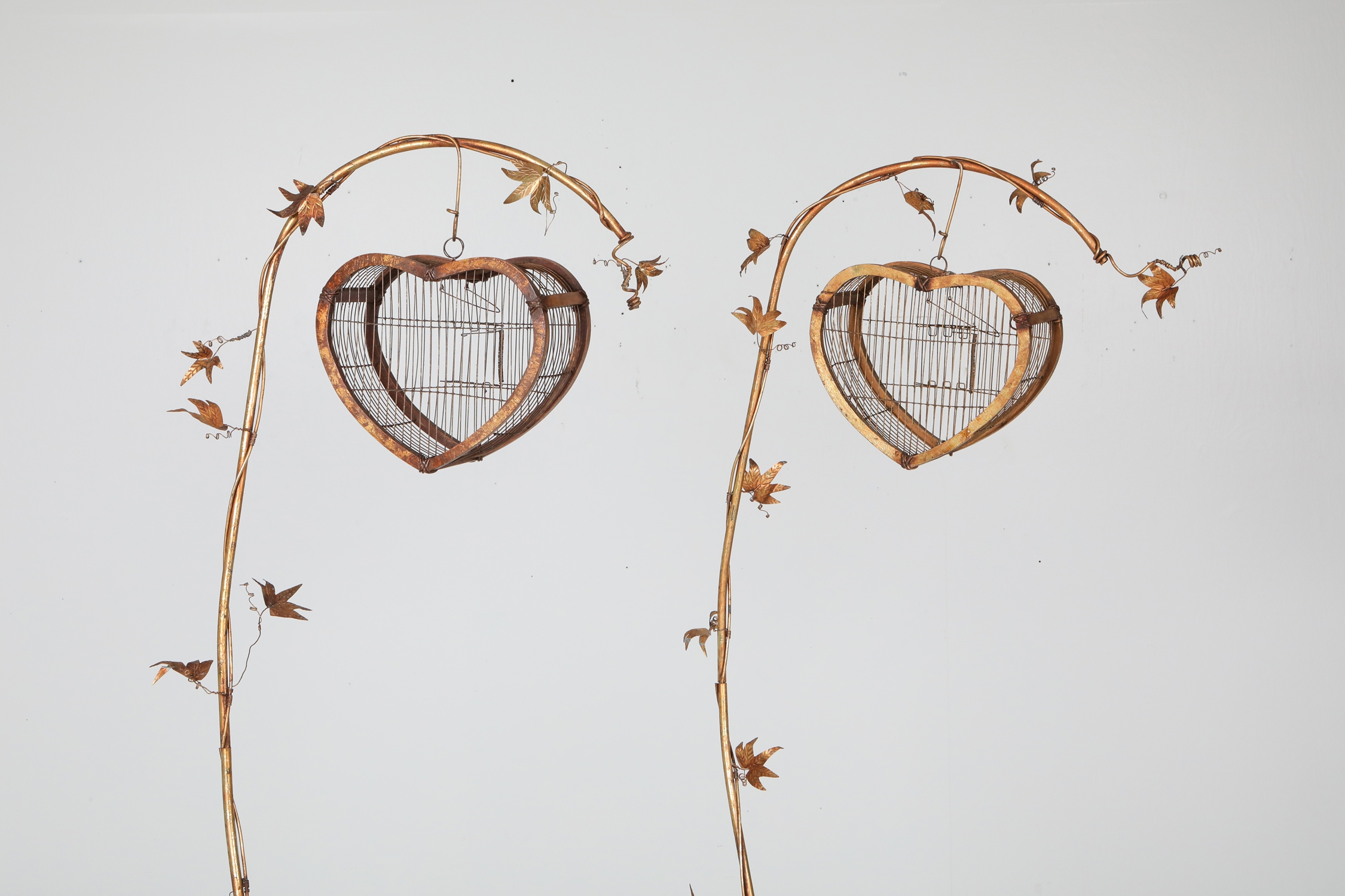 Gilt Metal Pair of Birdcage Stands - 1970's