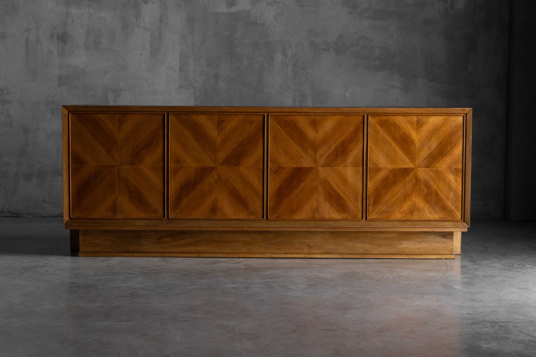 Art Deco Sideboard with Pyramid Inlay Doors, Italy - 1930s