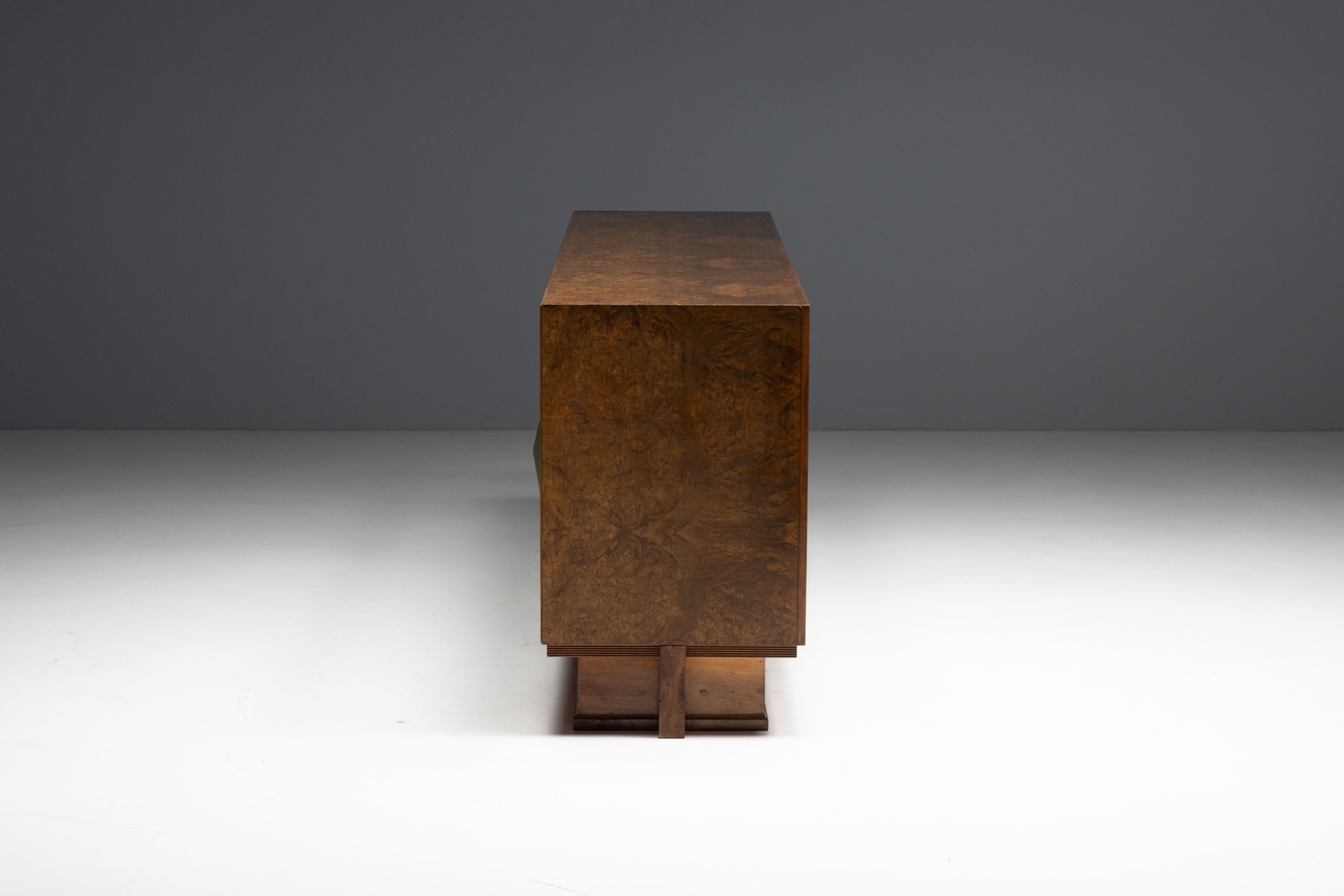 Art Deco Sideboard with Pyramid Inlay Doors, Italy - 1930s
