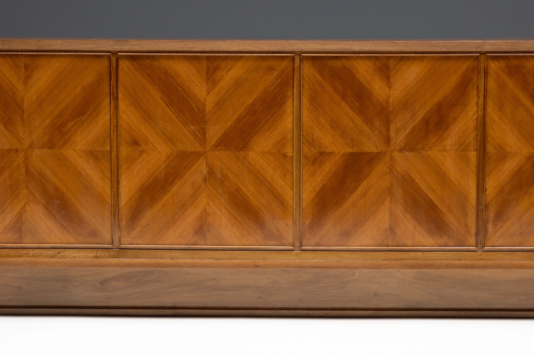 Art Deco Sideboard with Pyramid Inlay Doors, Italy - 1930s