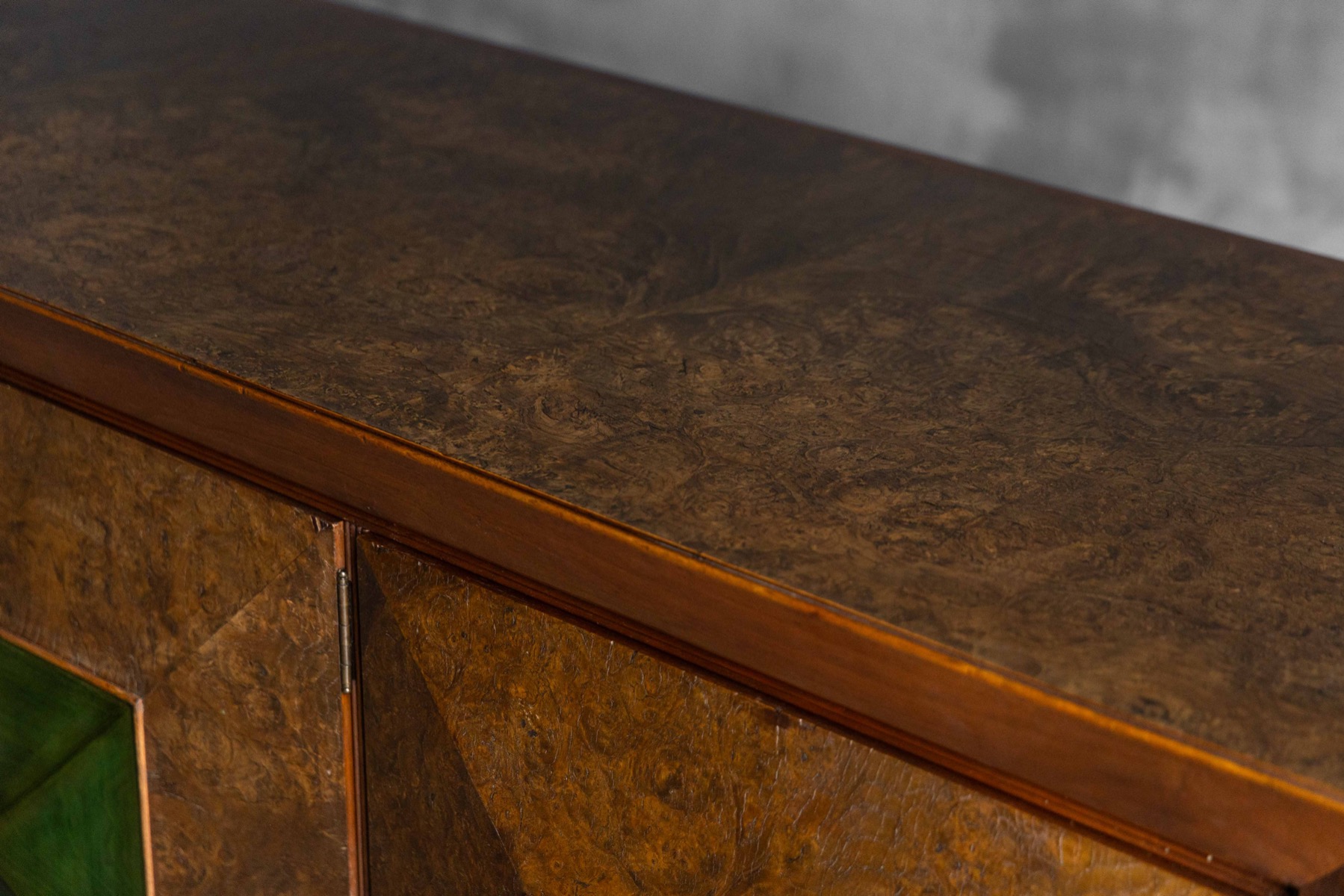Art Deco Sideboard with Pyramid Inlay Doors, Italy - 1930s