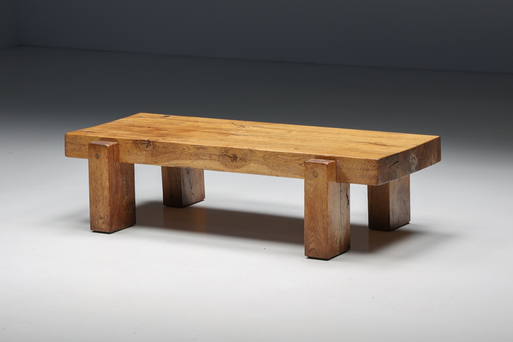 Artisan Wooden Rectangular Coffee Table - 1940's