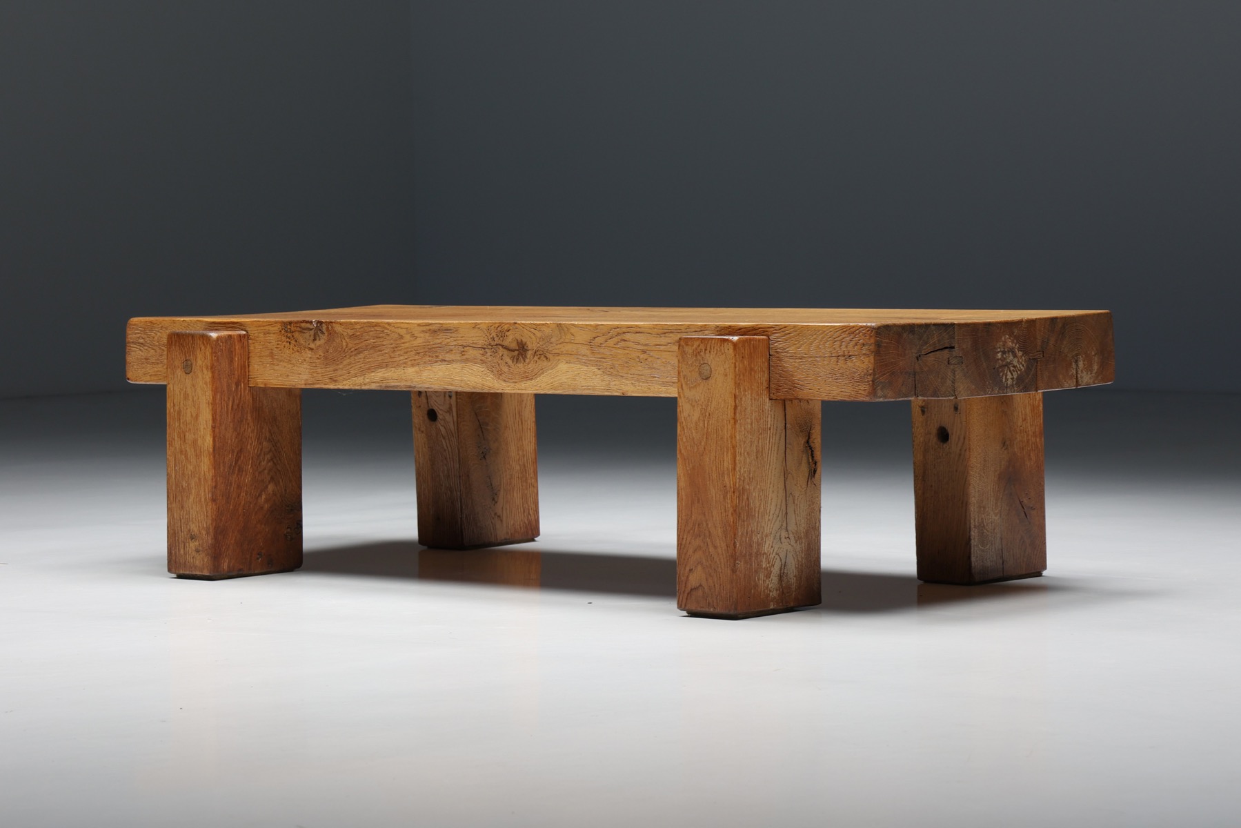 Artisan Wooden Rectangular Coffee Table - 1940's