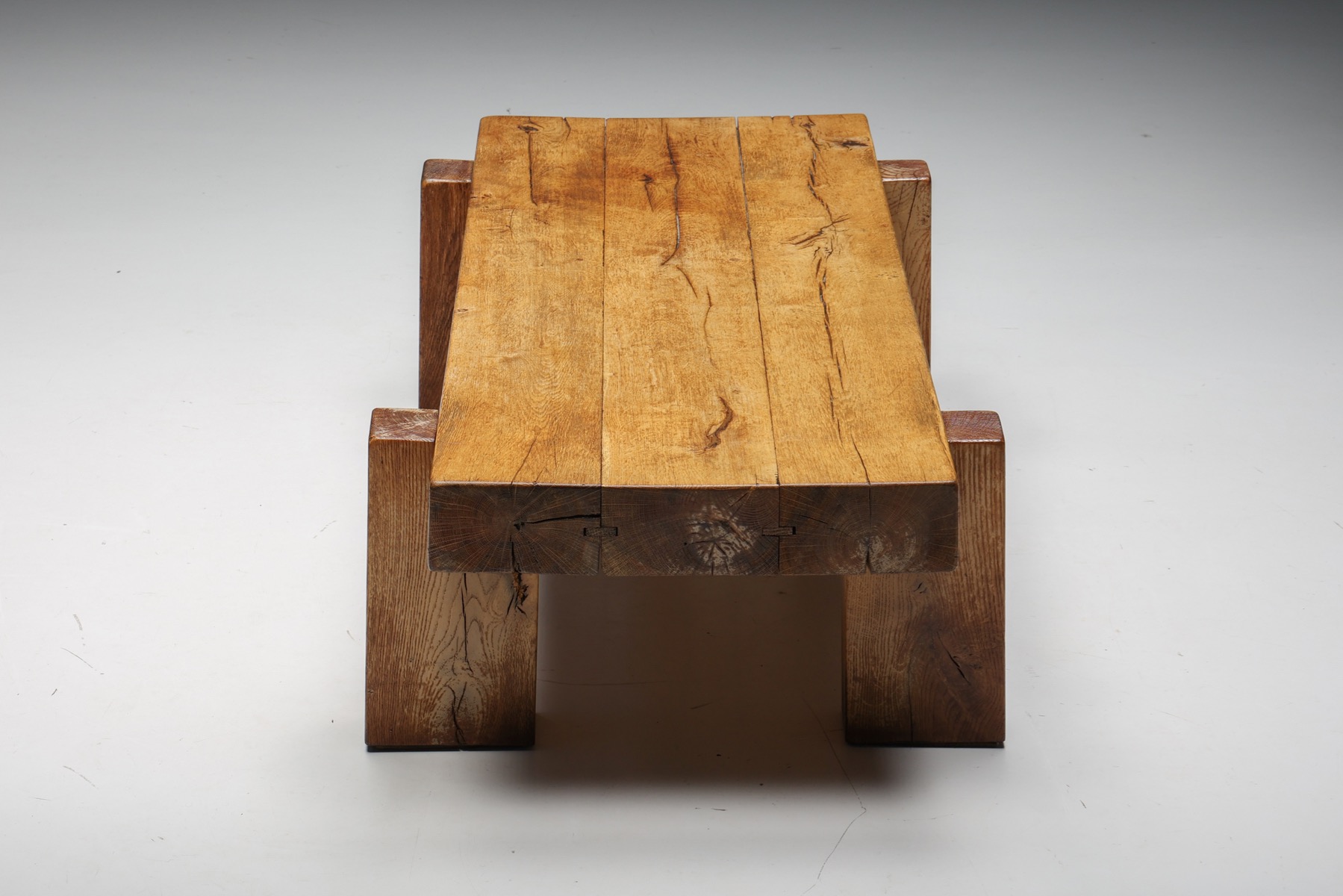 Artisan Wooden Rectangular Coffee Table - 1940's