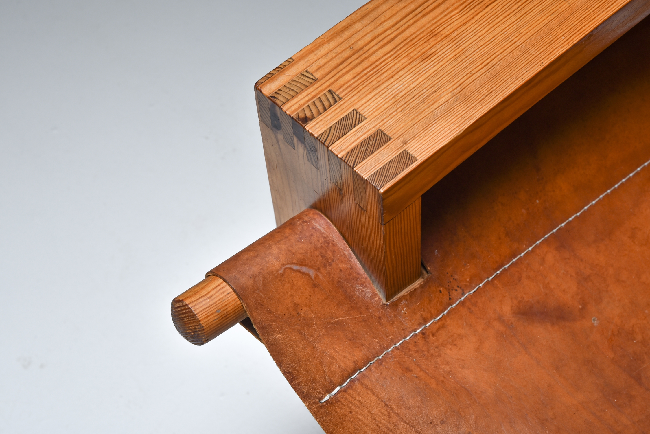 Cognac Leather and Pine Easy Chair by Ate Van Apeldoorn - 1970's