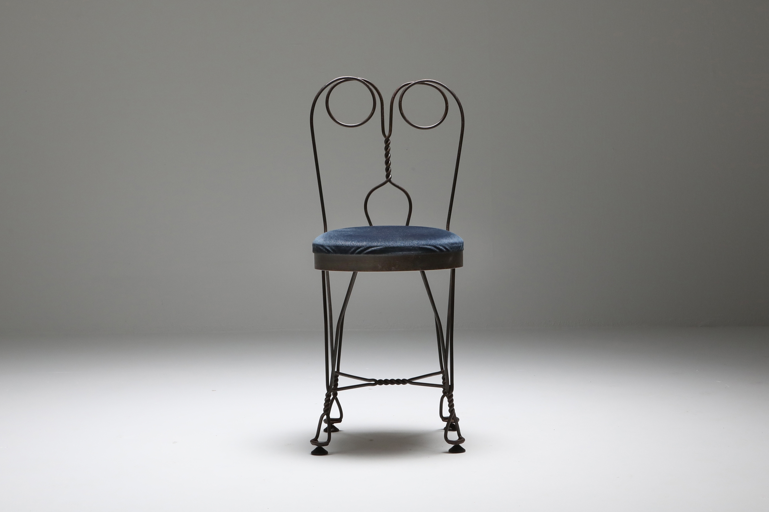Wire metal and velvet dining chairs 'atelier français' - 1970's