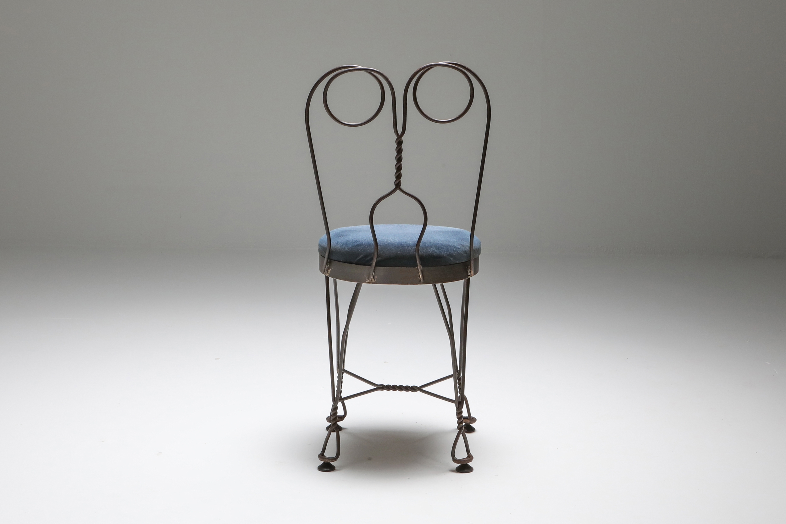 Wire metal and velvet dining chairs 'atelier français' - 1970's