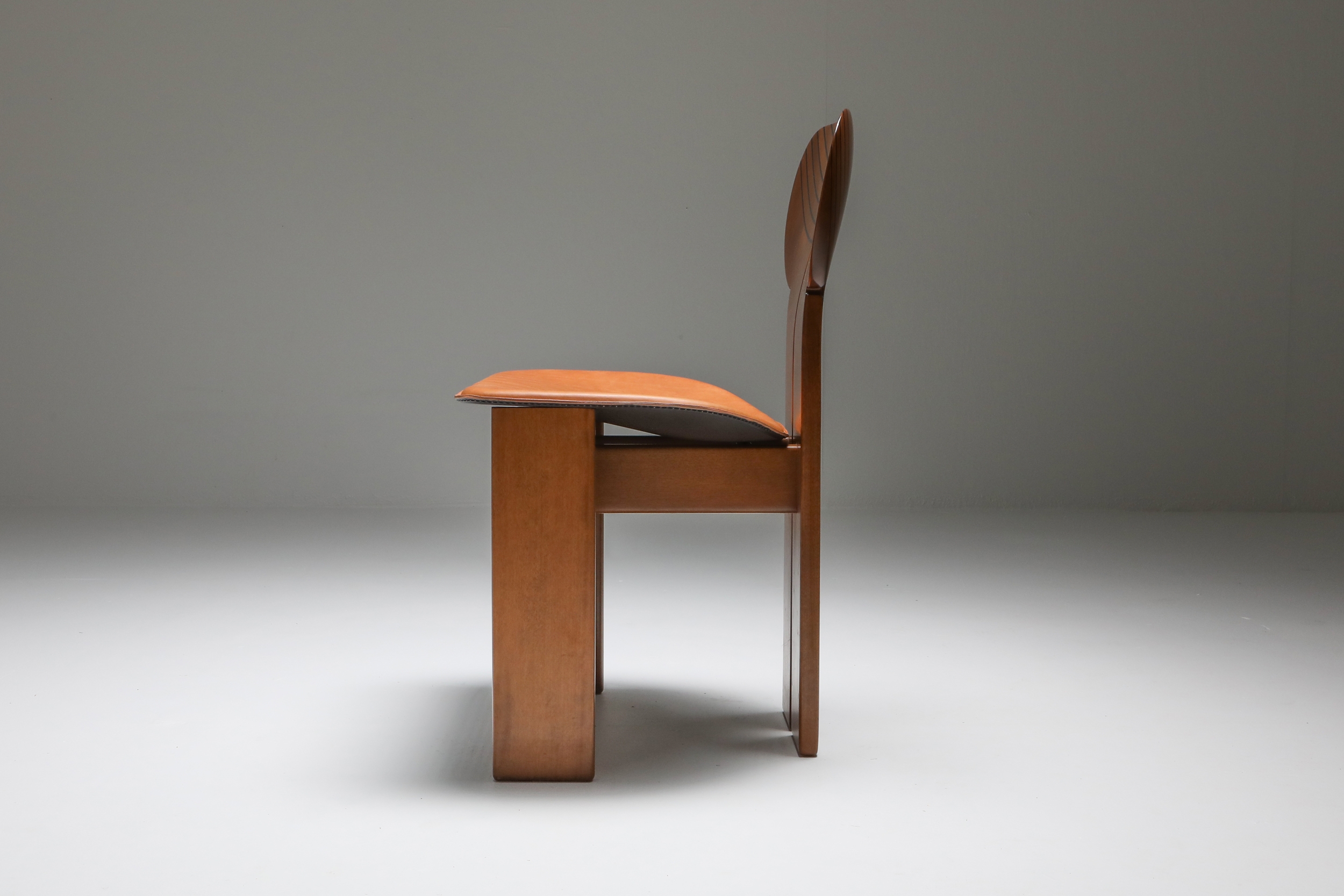 Afra and Tobia Scarpa Africa Chairs with Cognac Leather Seating - 1970's