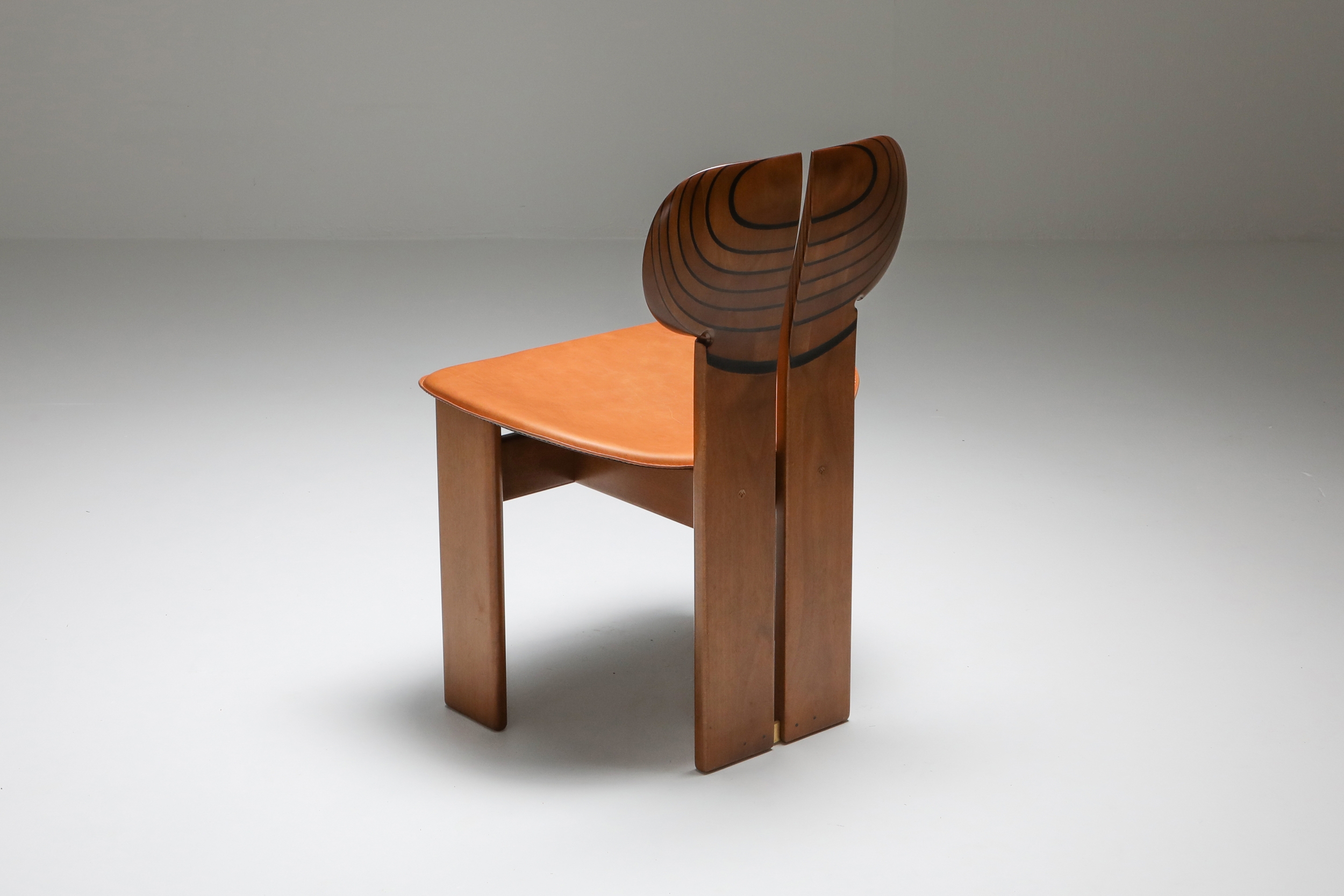 Afra and Tobia Scarpa Africa Chairs with Cognac Leather Seating - 1970's