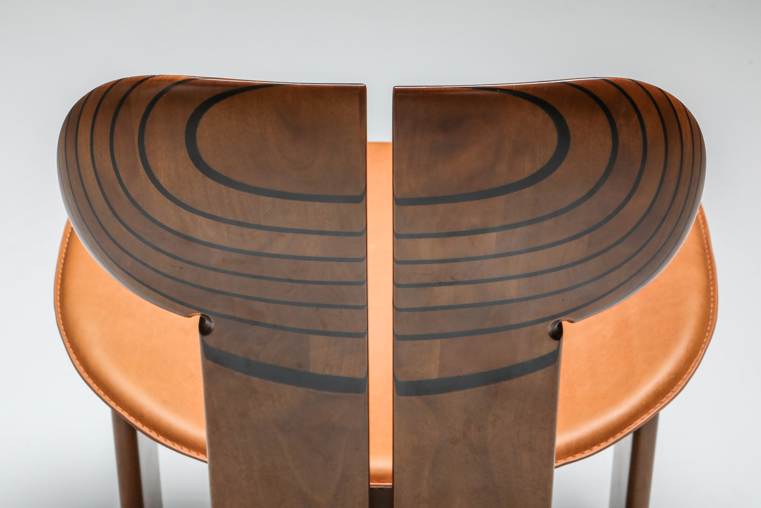 Afra and Tobia Scarpa Africa Chairs with Cognac Leather Seating - 1970's