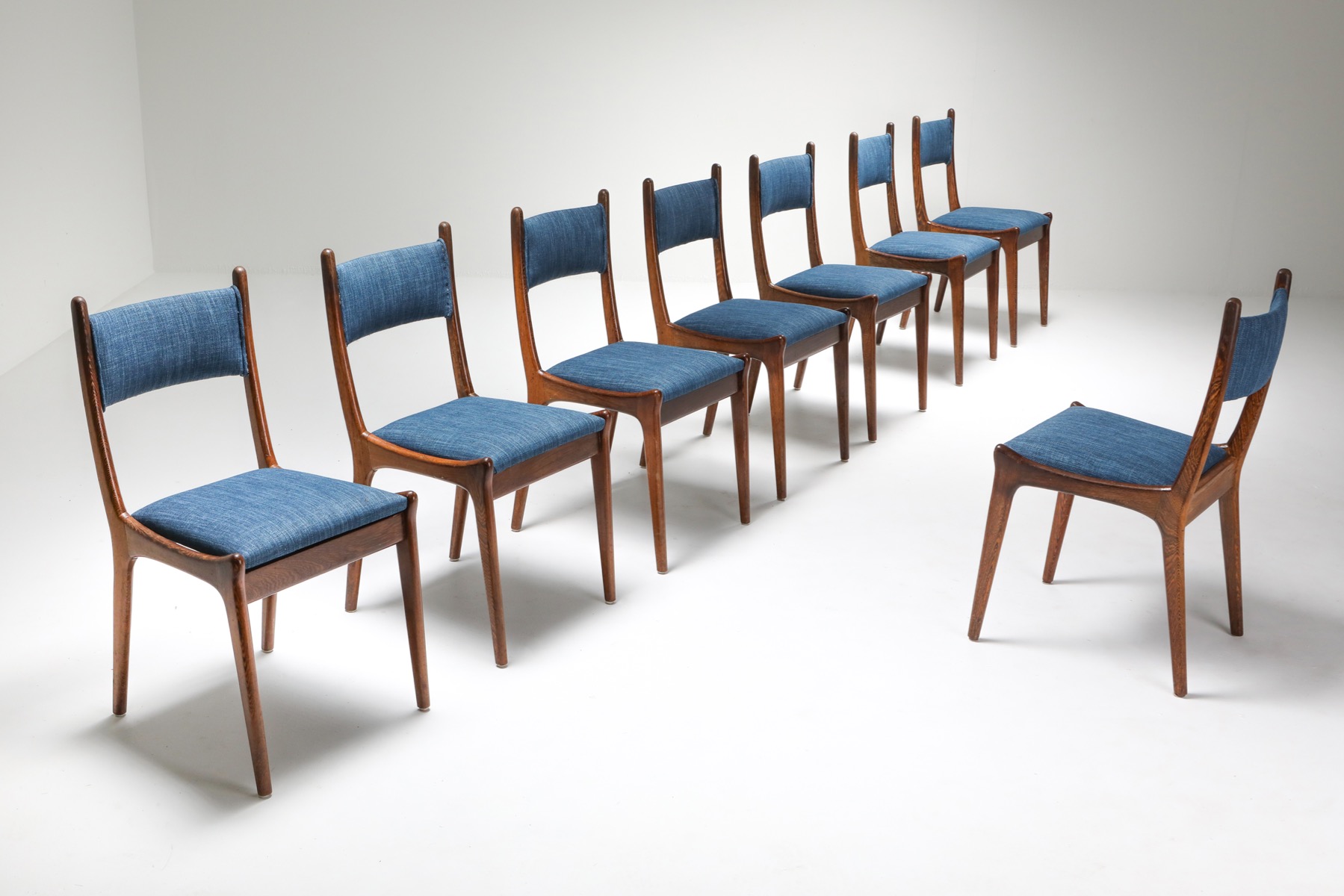 Belgian Mid-century modern colorful dining chairs set - 1950's