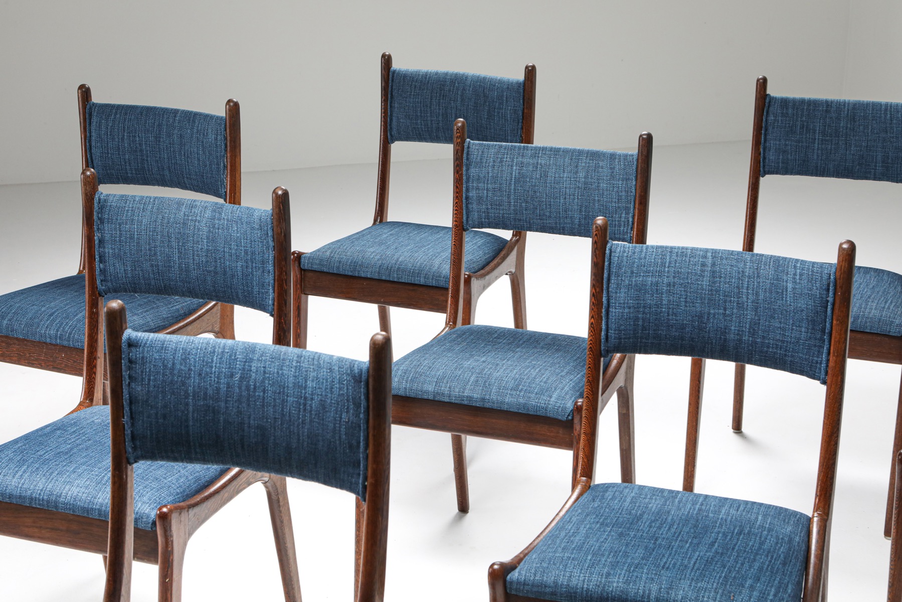 Belgian Mid-century modern colorful dining chairs set - 1950's
