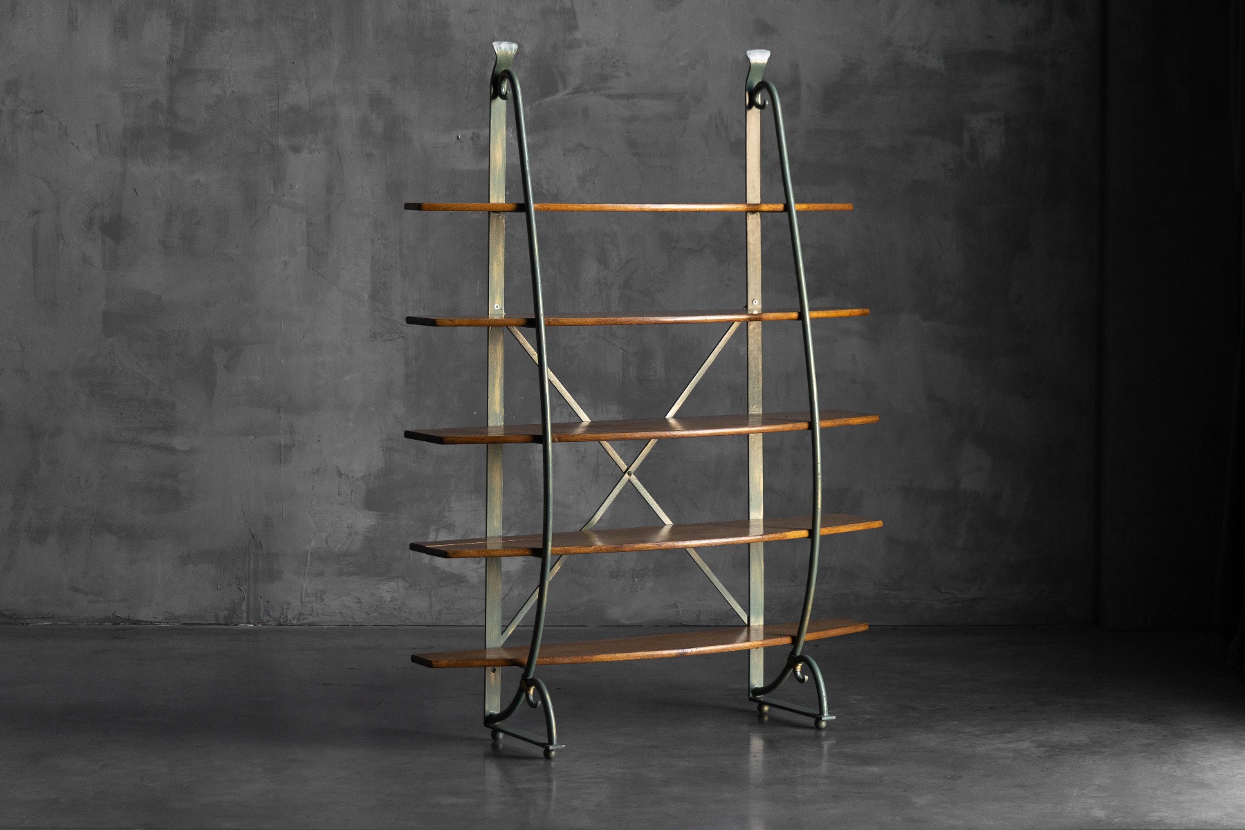 Bakery Display Rack with Iron Frame and Oak Shelves, France – 1920s